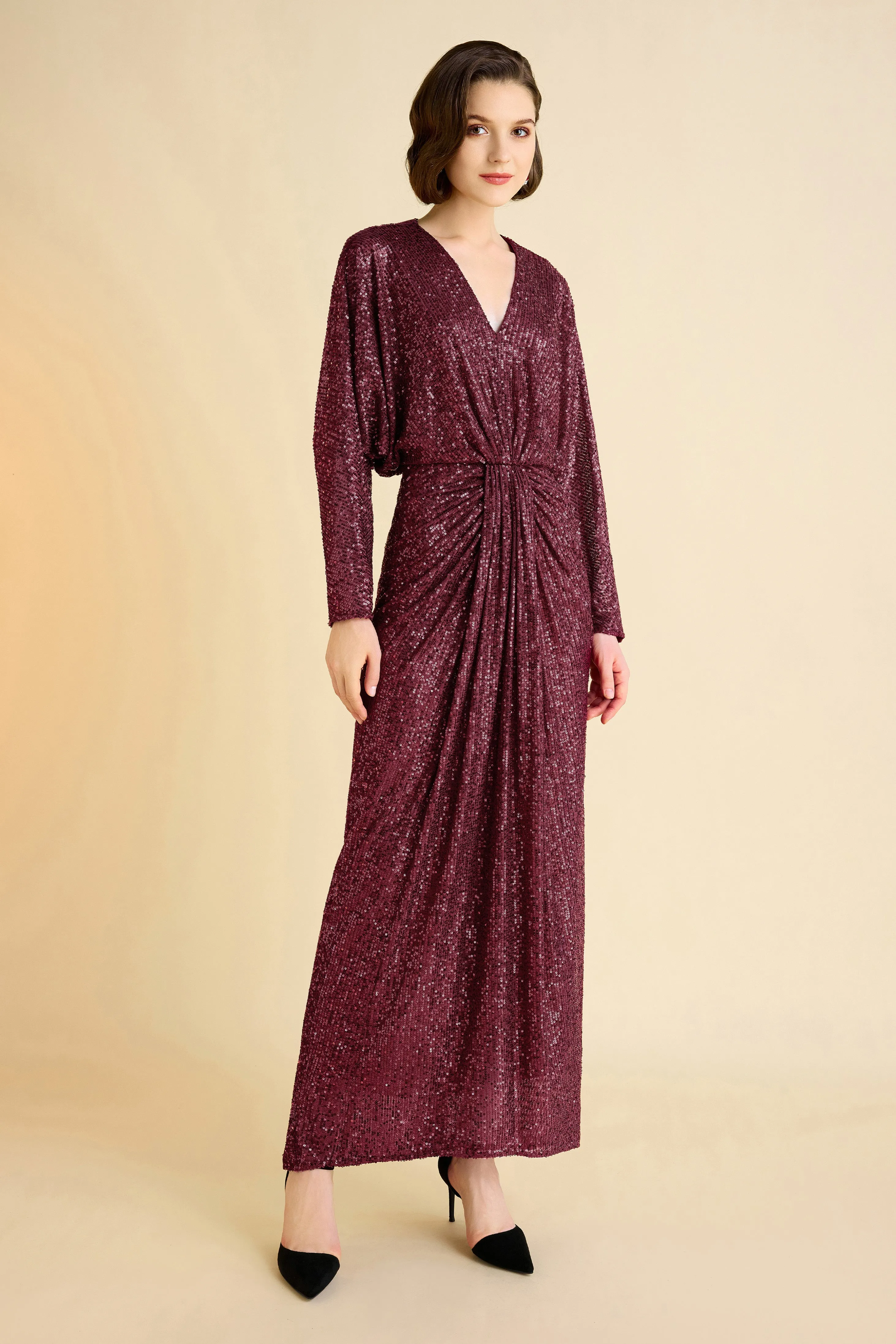 Shimmering Ruched Sequin Evening Gown sold by BABEYOND product image thumbnail 3