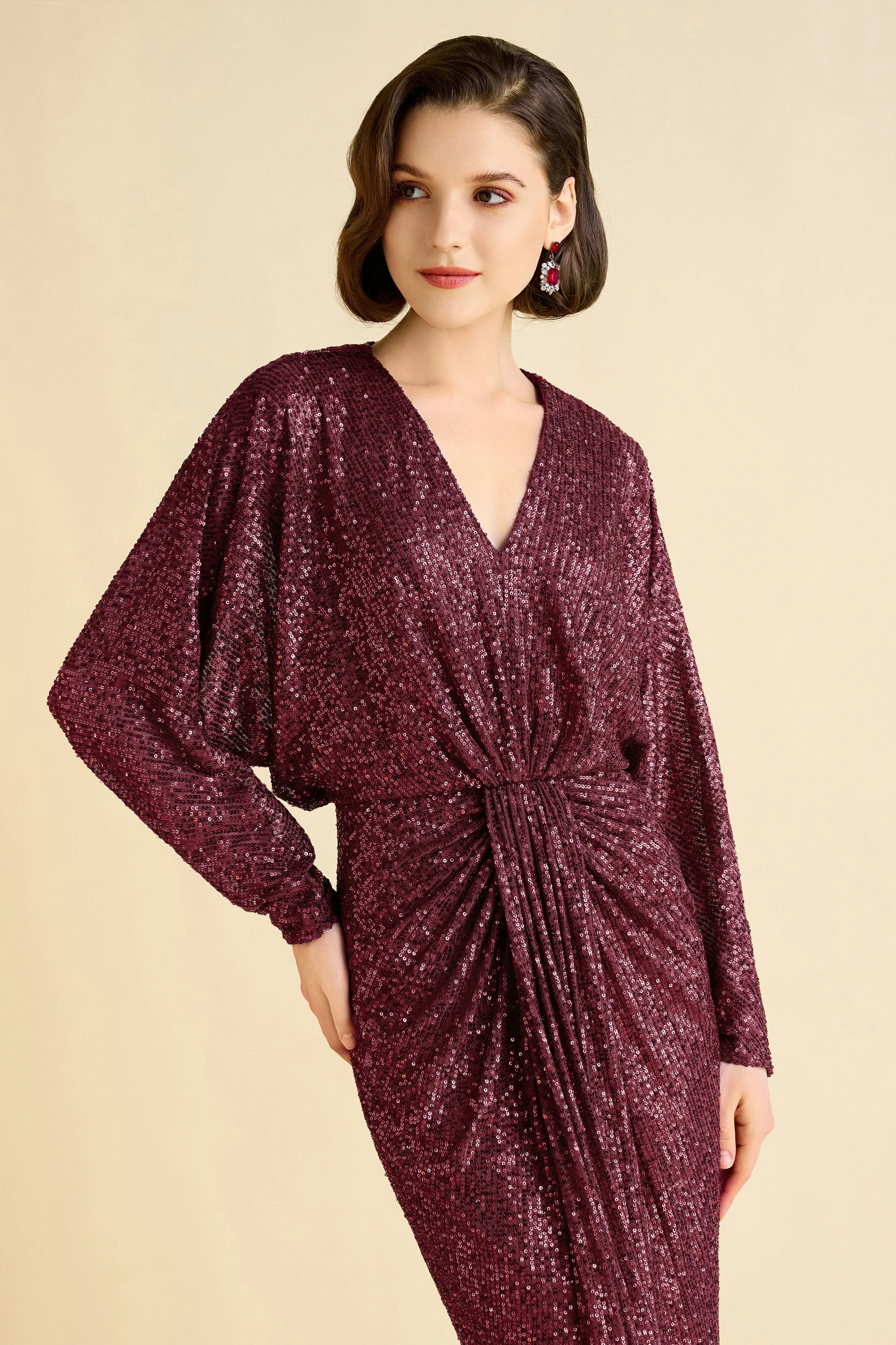 Shimmering Ruched Sequin Evening Gown sold by BABEYOND product image thumbnail 4