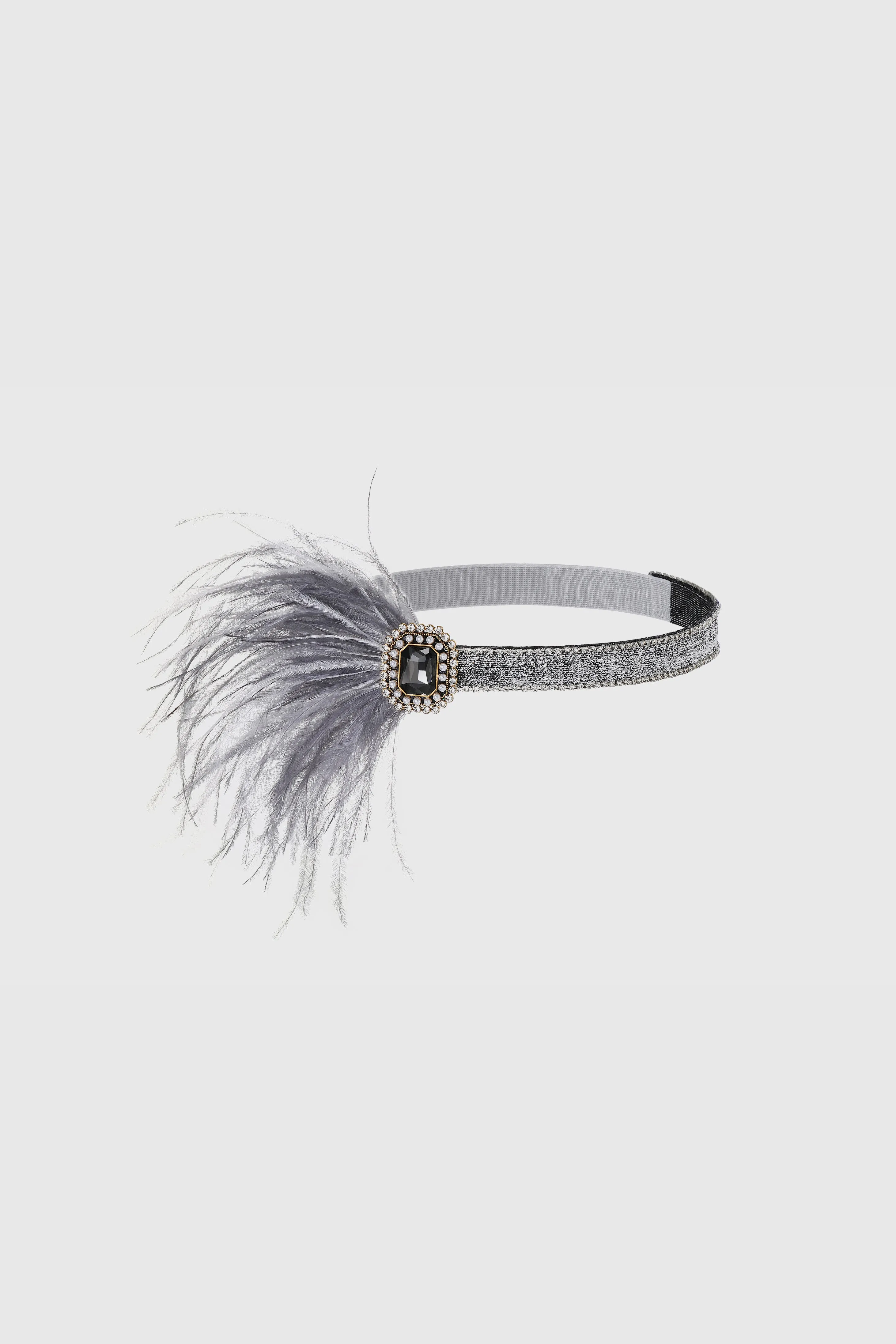 Glamorous Rhinestone Pearl Feather Headband sold by BABEYOND product image thumbnail 3
