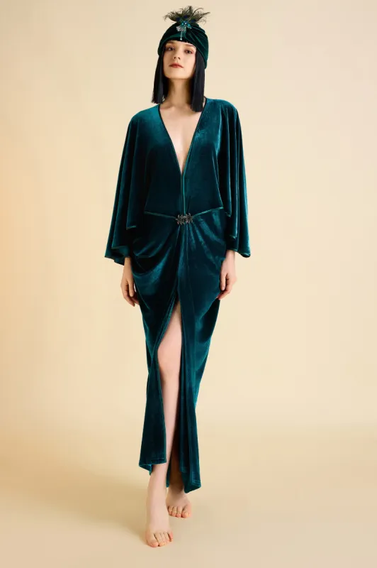 Batwing Sleeve Slit Robe Dress sold by BABEYOND