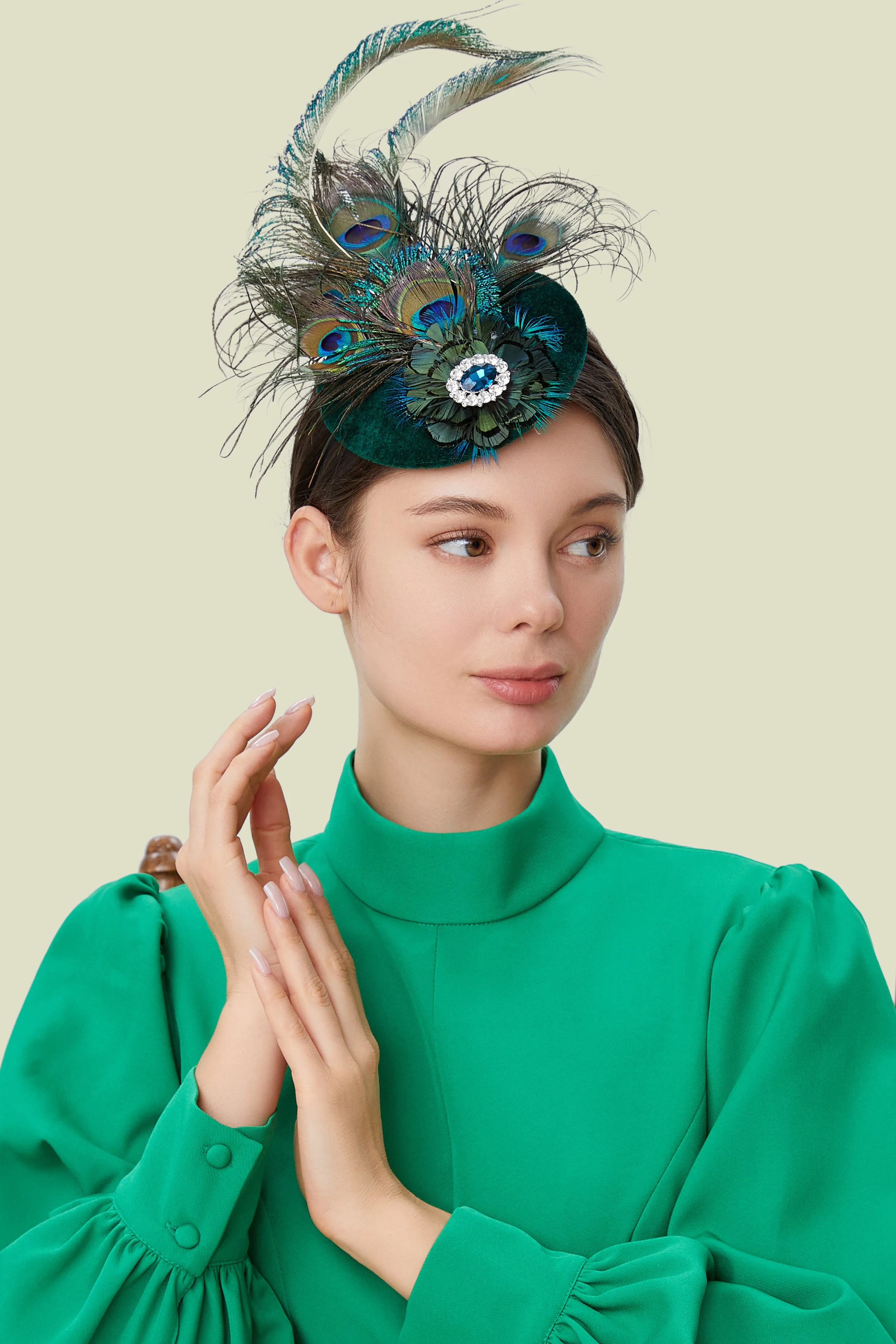 Pillbox Peacock Flapper Fascinator sold by BABEYOND product image thumbnail 2