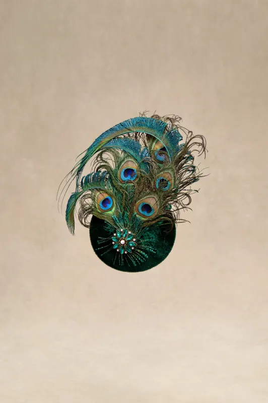 Peacock Feather Flapper Fascinator sold by BABEYOND
