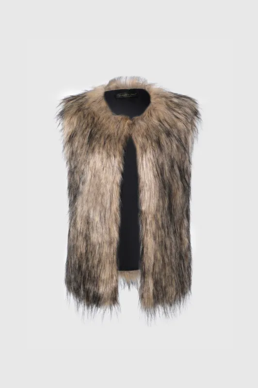 Plush Faux Fur Sleeveless Vest sold by BABEYOND