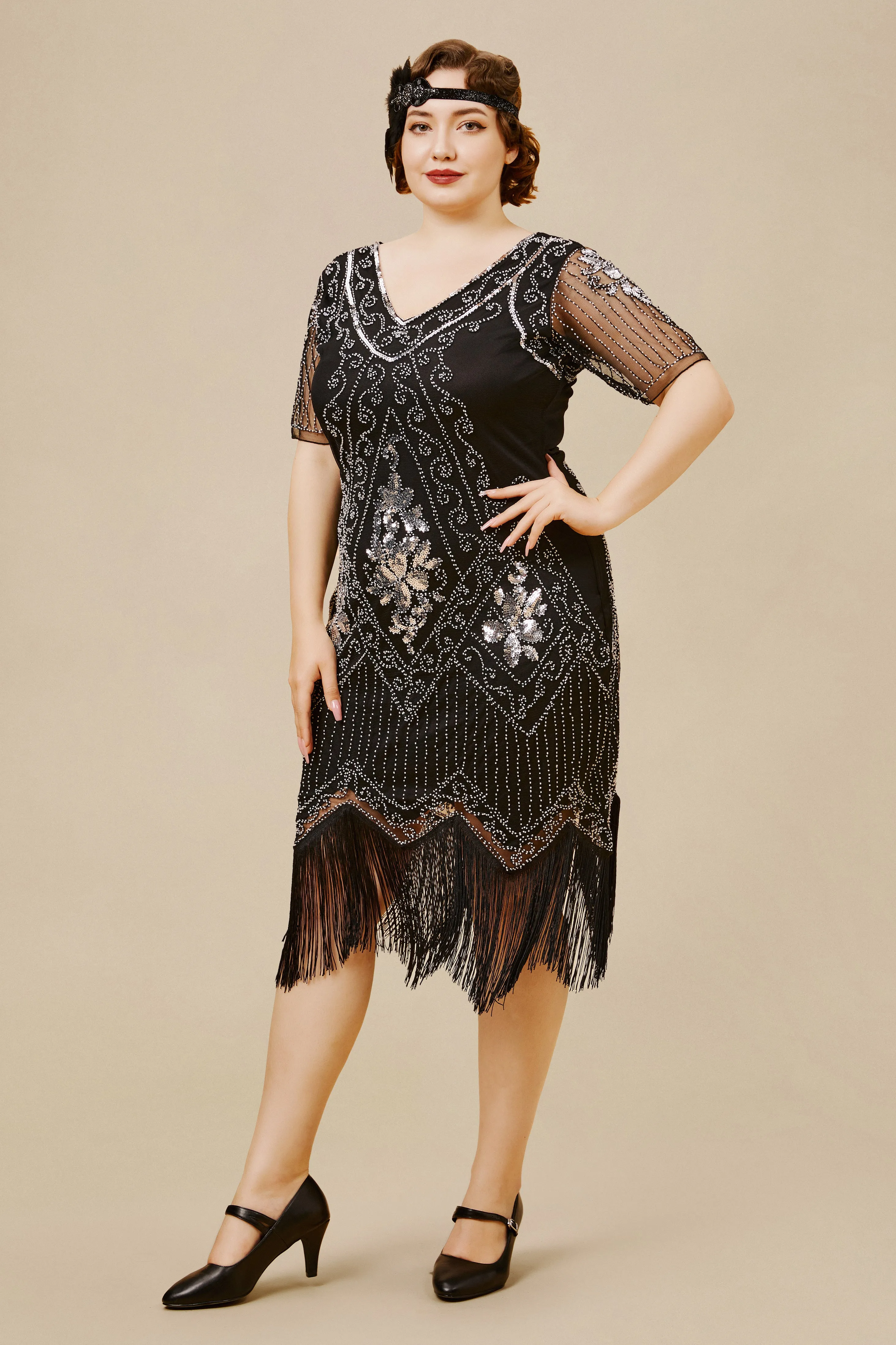 Irregular Fringe Gatsby Plus Dress sold by BABEYOND product image thumbnail 3