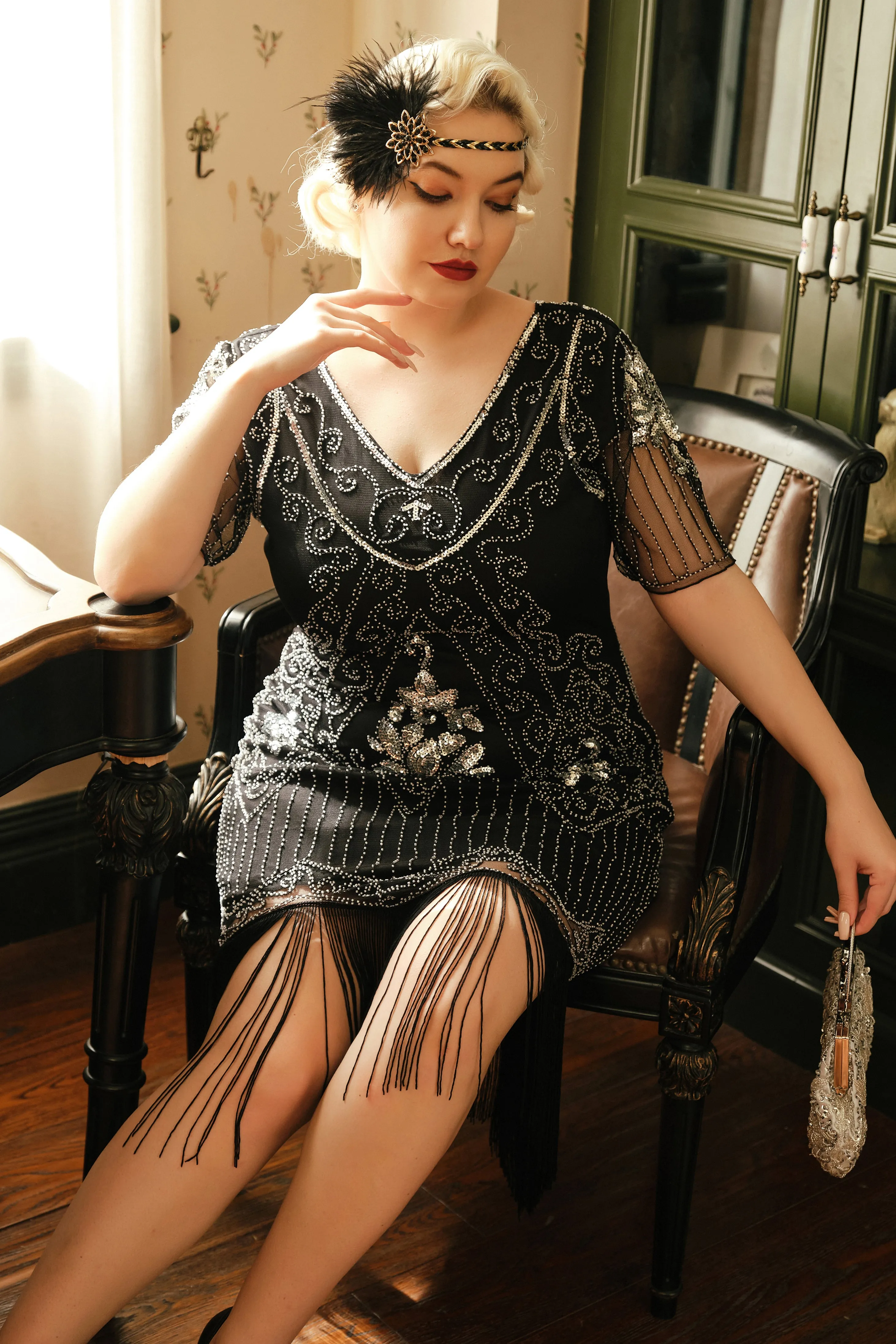 Irregular Fringe Gatsby Plus Dress sold by BABEYOND product image thumbnail 5