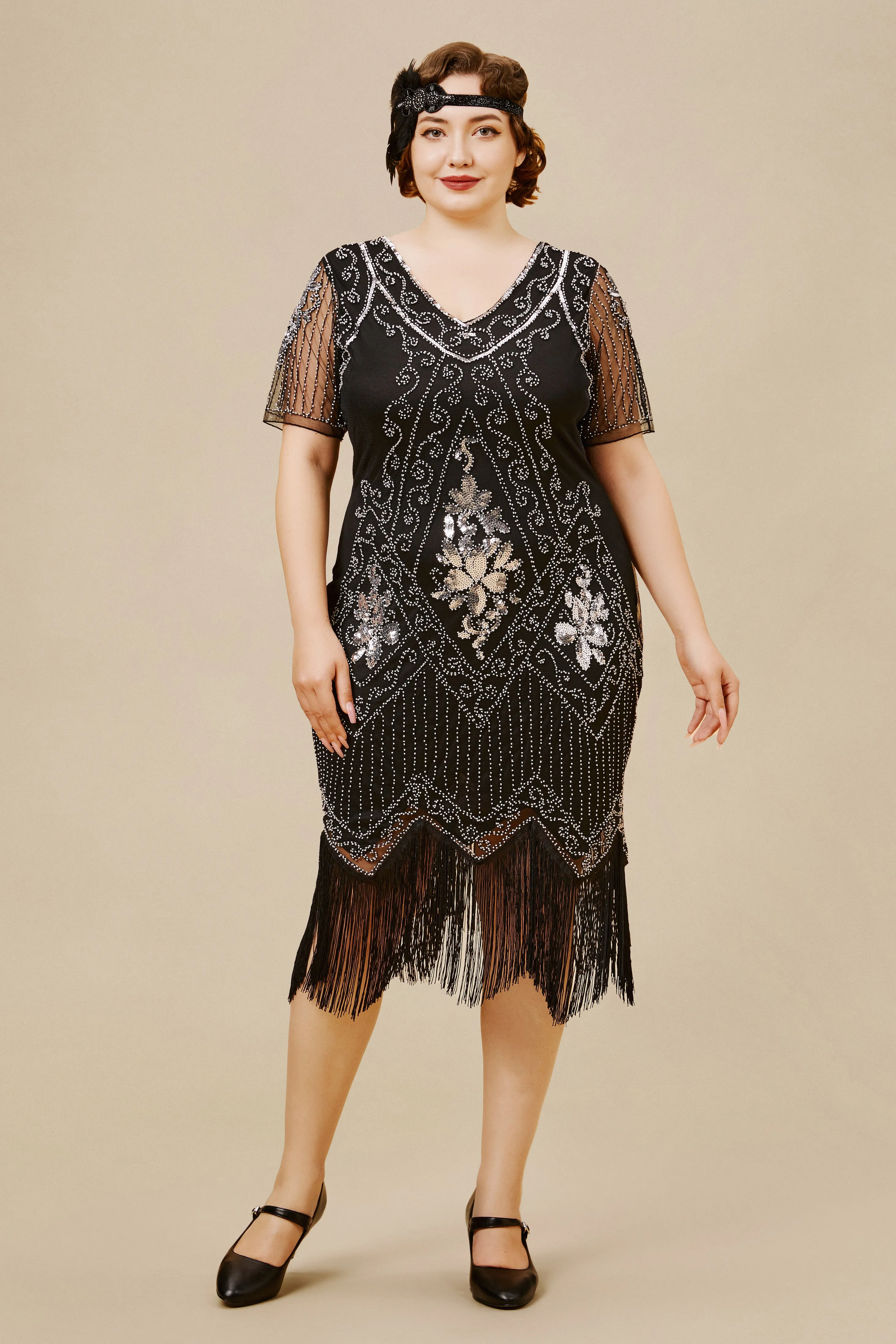 Irregular Fringe Gatsby Plus Dress sold by BABEYOND