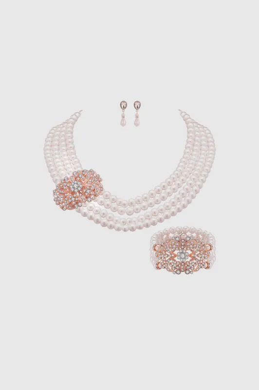 Shiny Elegant Pearl Necklace Set sold by BABEYOND