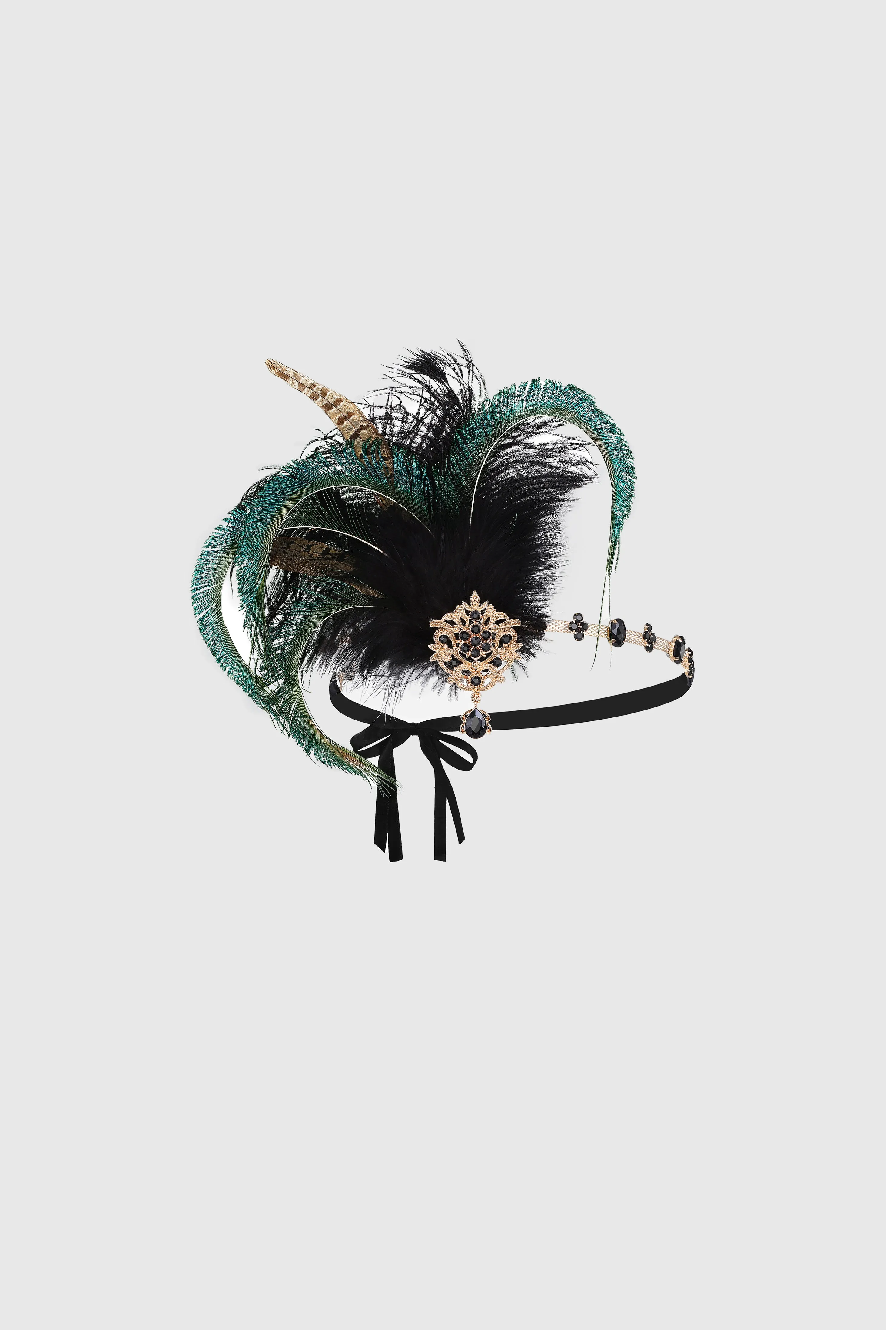 Art Deco Beaded Peacock Feather Headpiece sold by BABEYOND