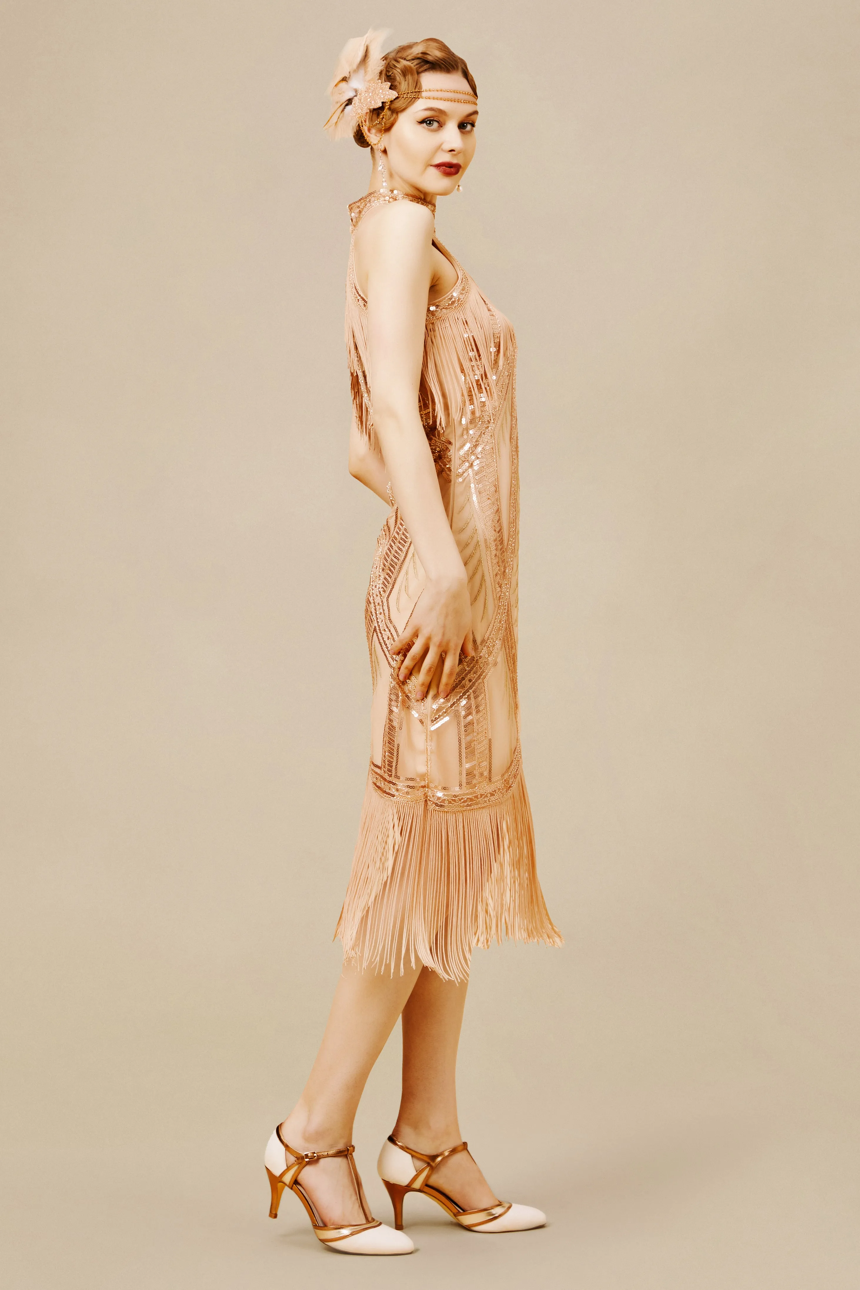 Cutout Crew Neck Fringe Flapper Dress sold by BABEYOND product image thumbnail 3