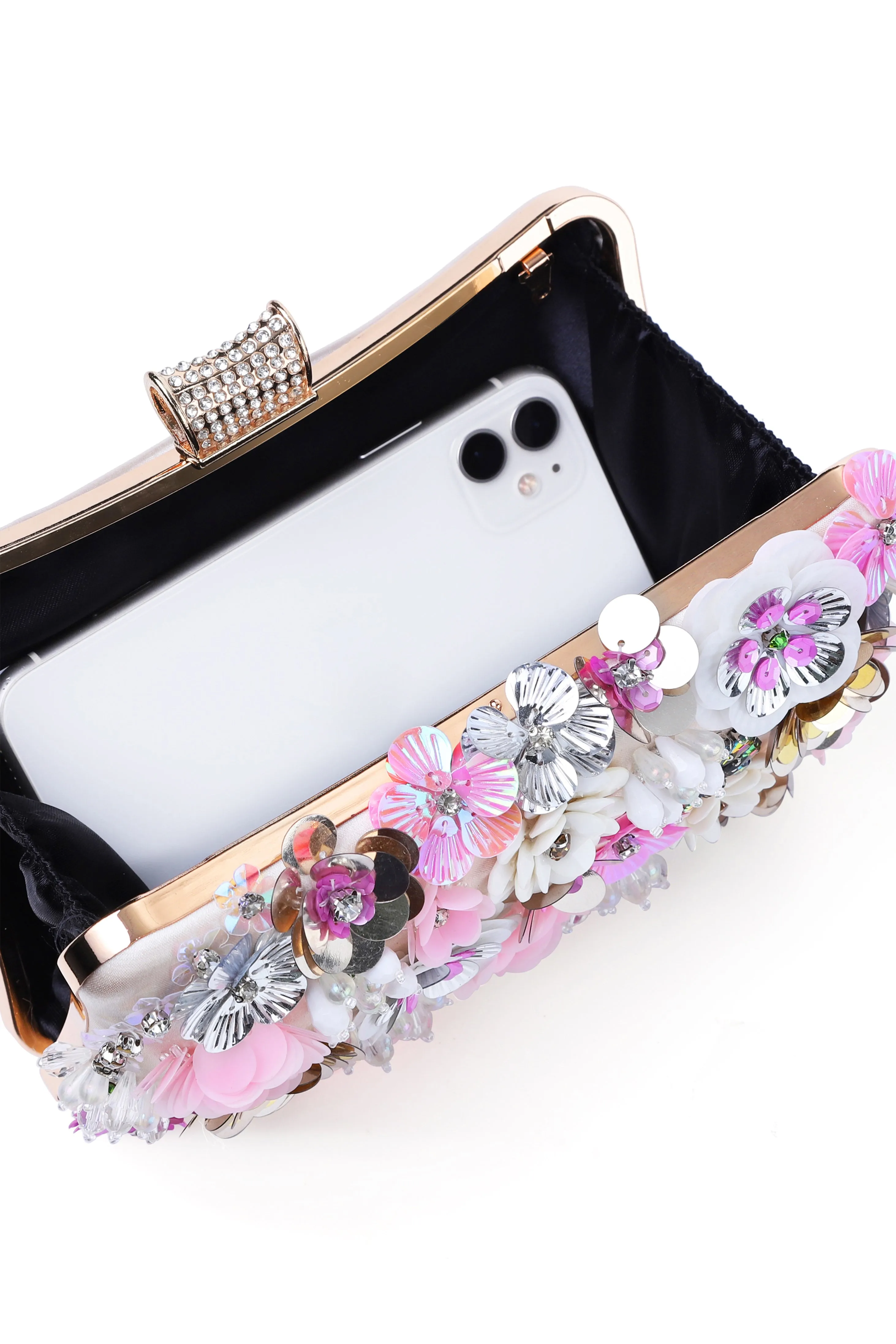 Embellished Rhinestone Sequin Floral Clutch sold by BABEYOND product image thumbnail 3