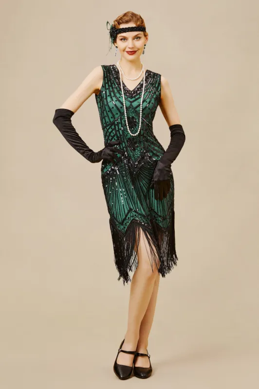 Sleeveless V-Neck Cocktail Fringe Dress sold by BABEYOND