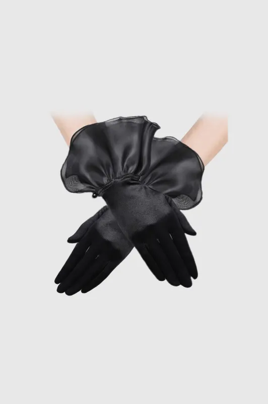 Short Ruffle Satin Lace Gloves sold by BABEYOND