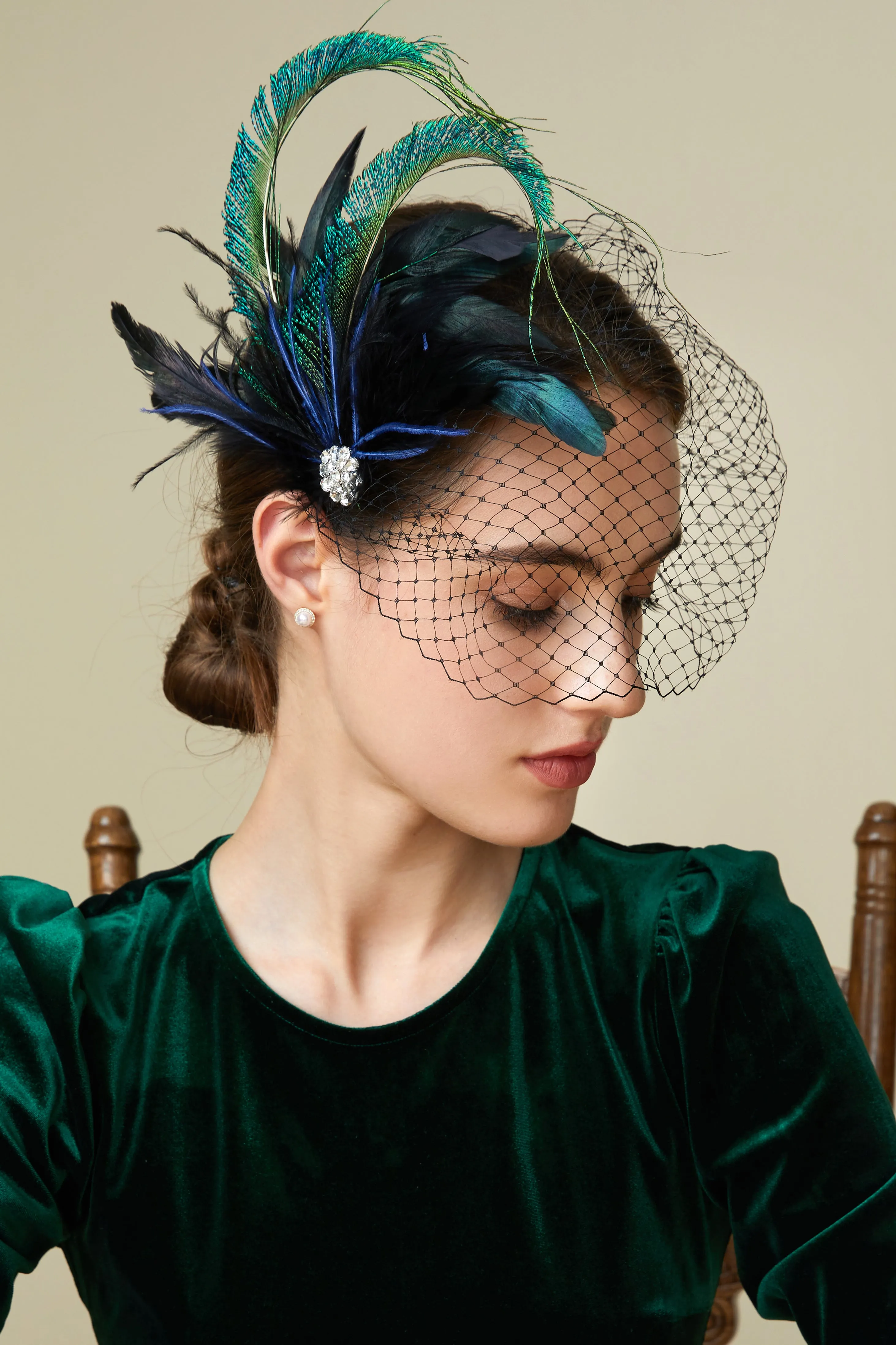 Vintage Peacock Tea Party Fascinator sold by BABEYOND product image thumbnail 2