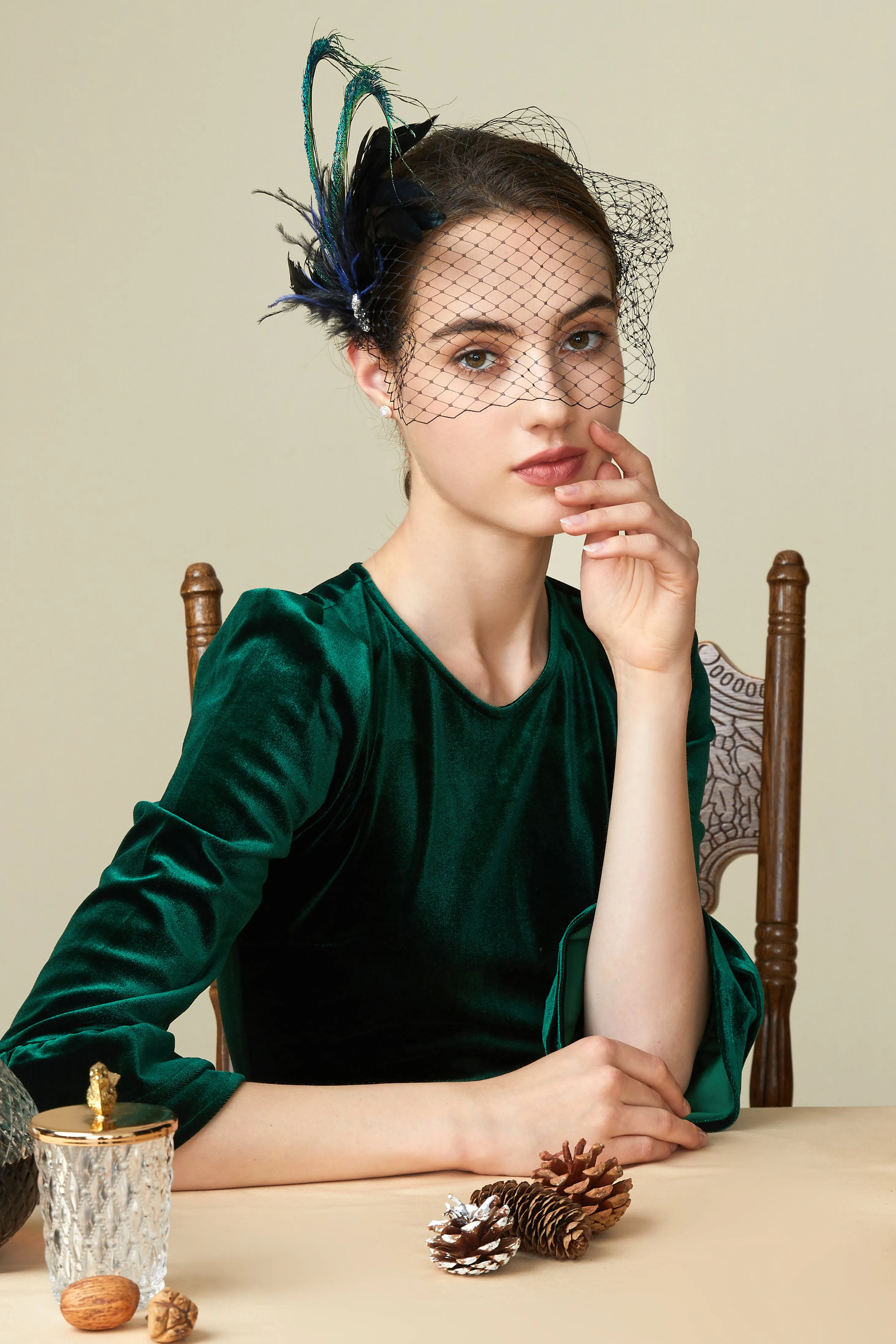 Vintage Peacock Tea Party Fascinator sold by BABEYOND product image thumbnail 3