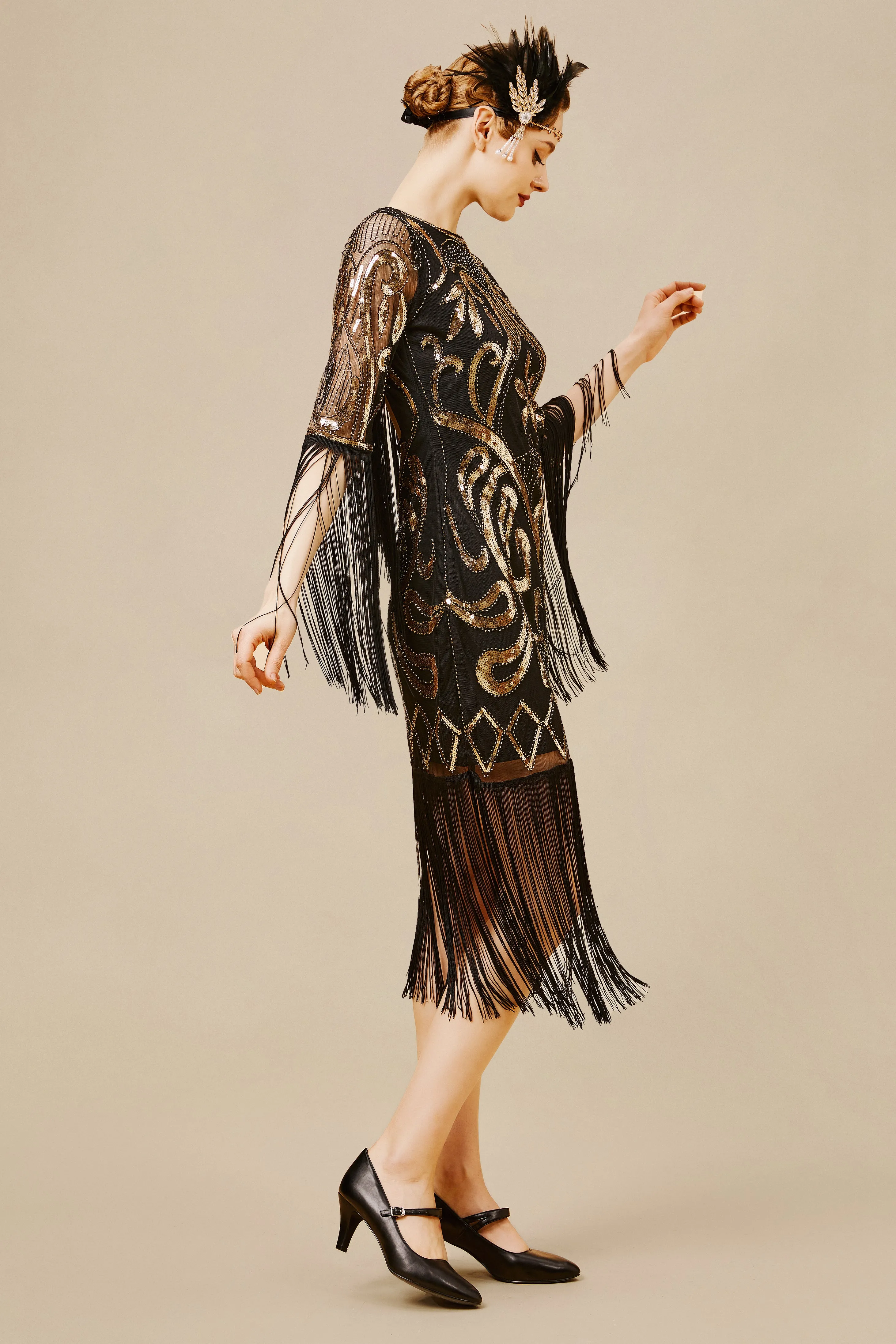Paisley Cut-out Backless Fringe Dress sold by BABEYOND product image thumbnail 3