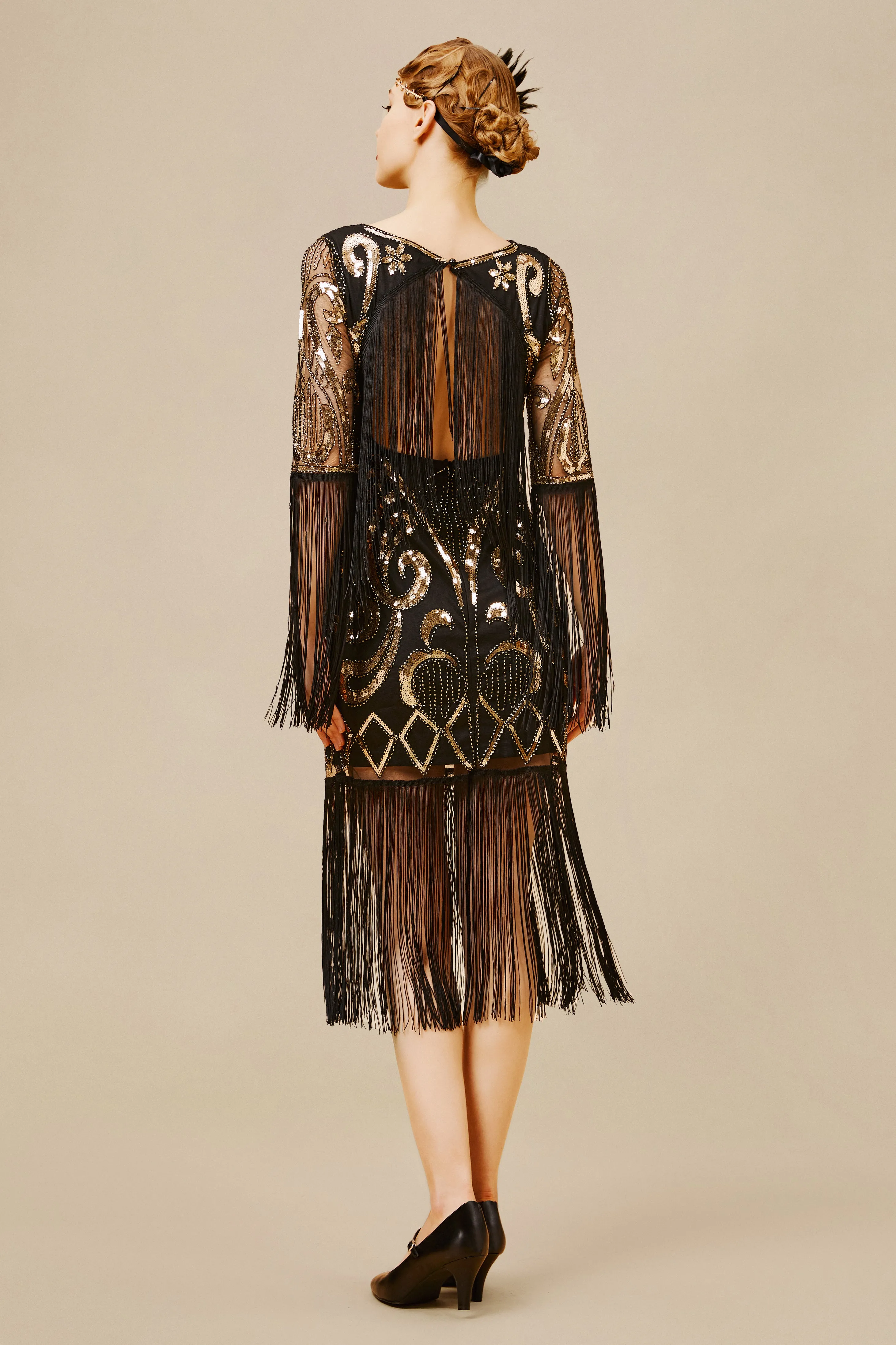 Paisley Cut-out Backless Fringe Dress sold by BABEYOND product image thumbnail 2