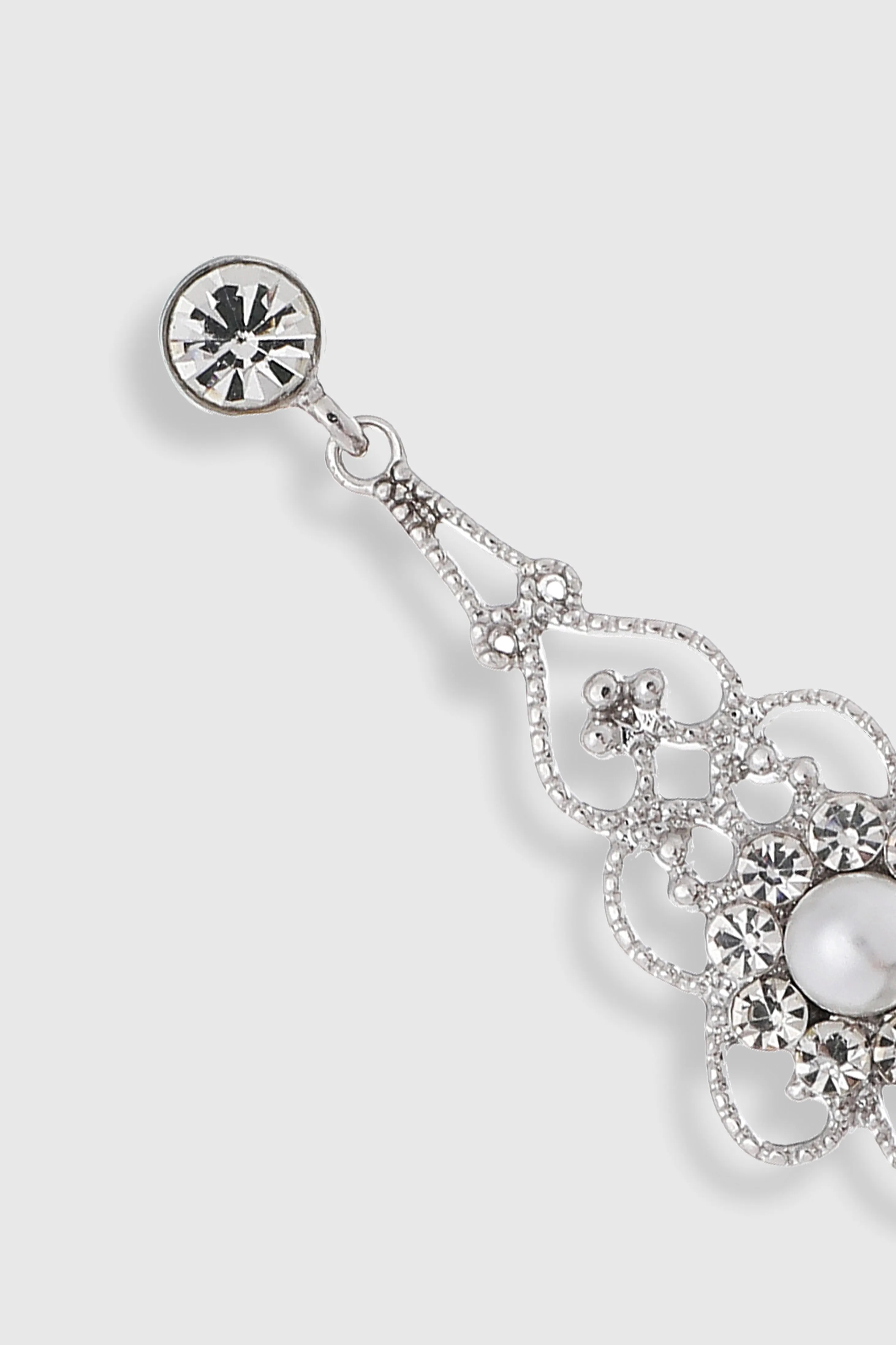 1920s Art Deco Crystal Floral Pearl Earrings sold by BABEYOND product image thumbnail 3