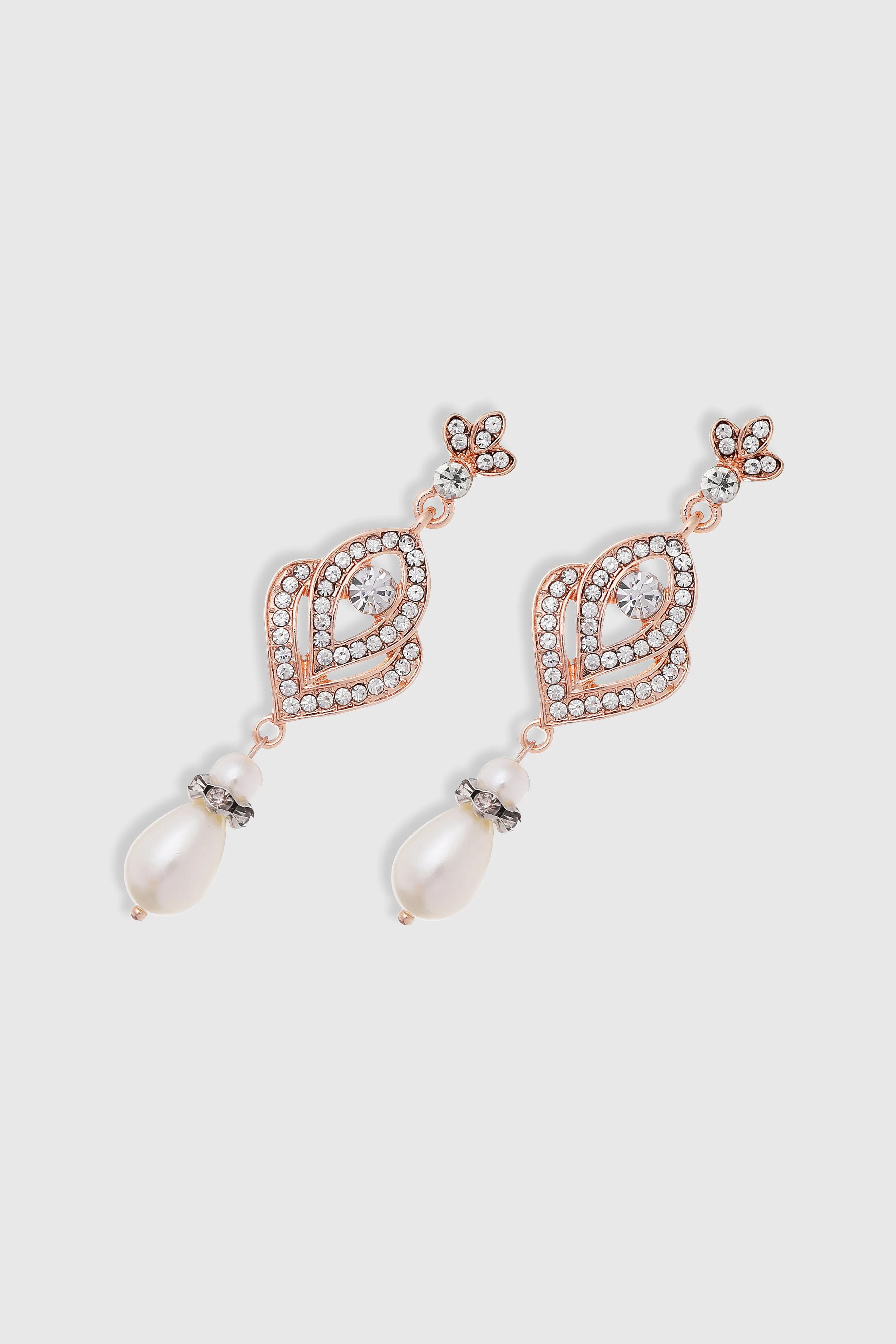1920s Art Deco Crystal Pearl Drop Earrings sold by BABEYOND product image thumbnail 2
