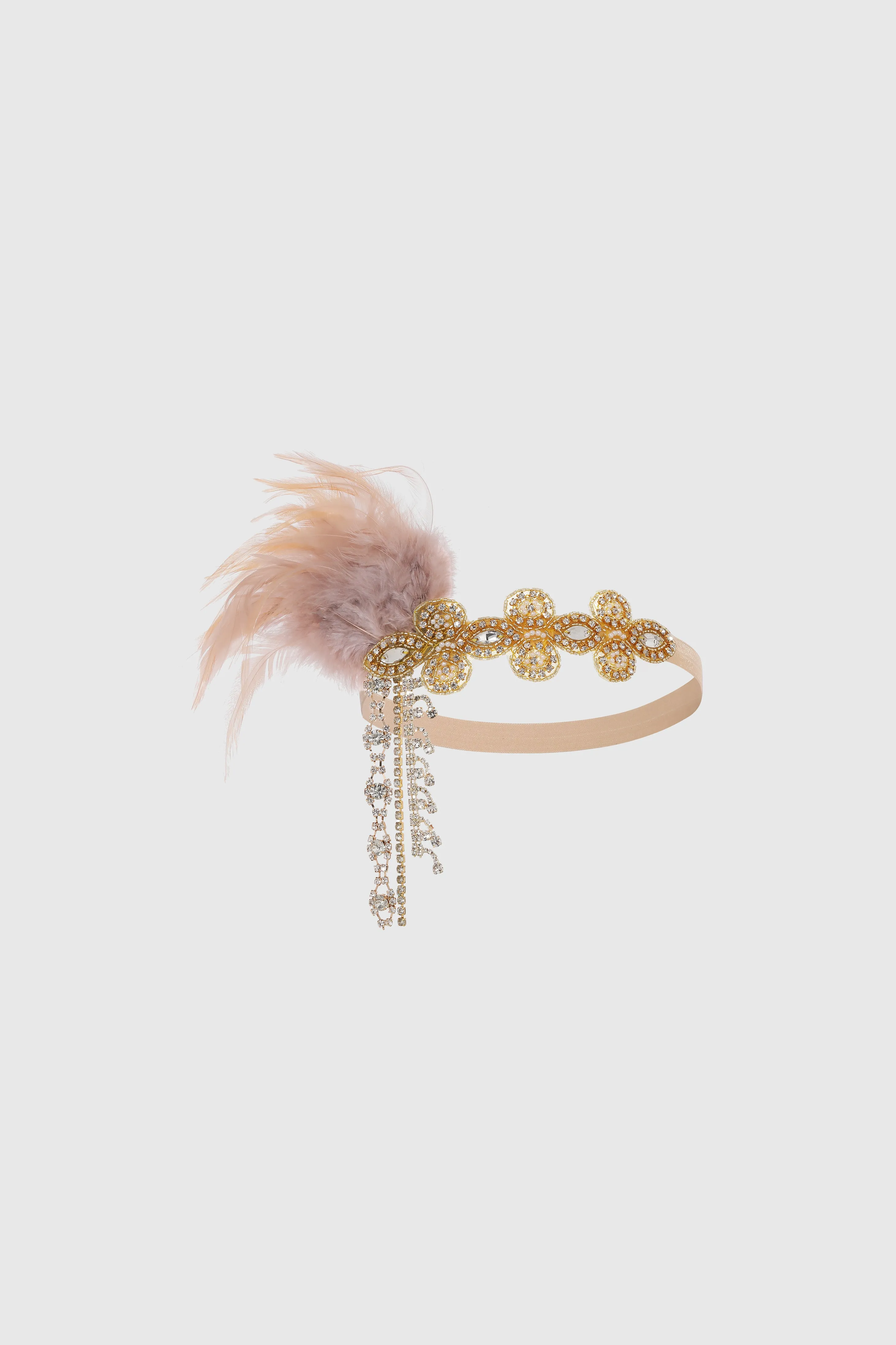 1920s Crystal Beaded Feather Headband sold by BABEYOND product image thumbnail 4