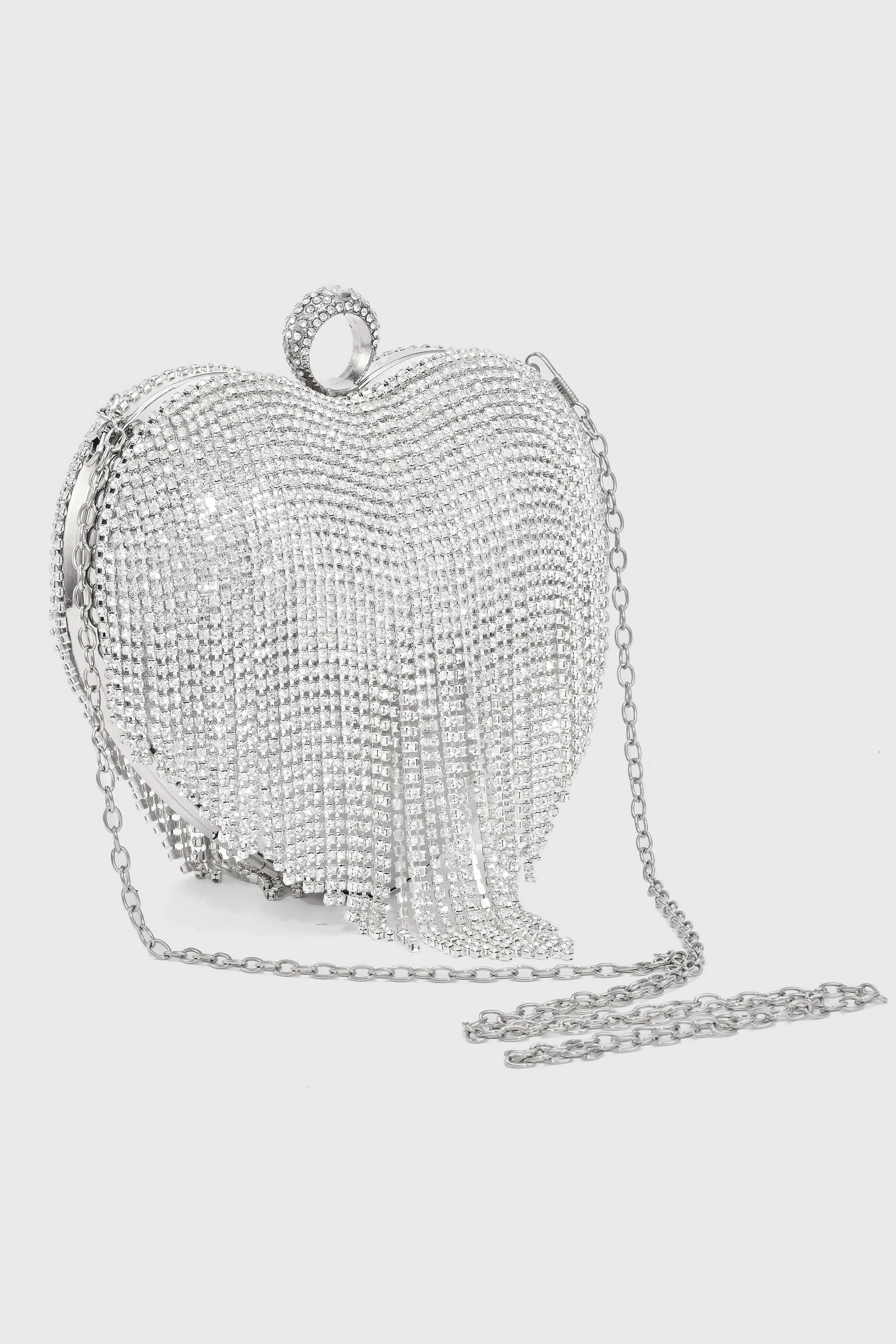 1920s Heart Shape Rhinestone Tassel Bag sold by BABEYOND product image thumbnail 3