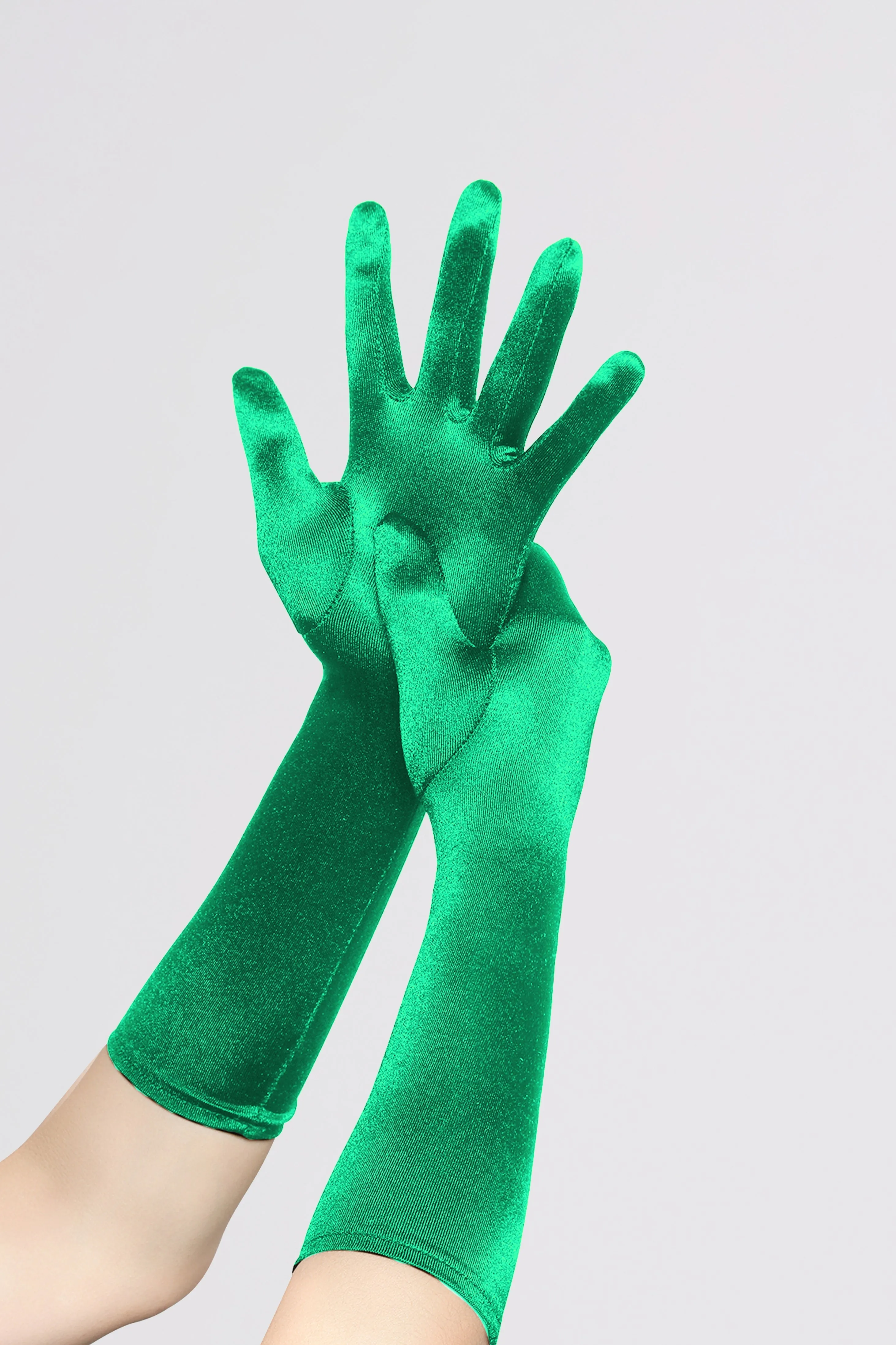 Long Satin Stretchy Flapper Gloves sold by BABEYOND product image thumbnail 3