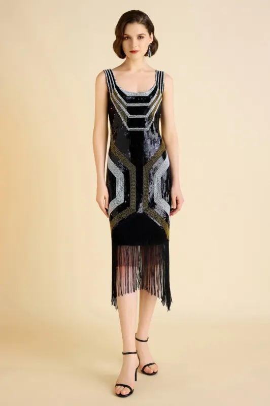 Art Deco Geometric Sequin Beaded Flapper Dress sold by BABEYOND