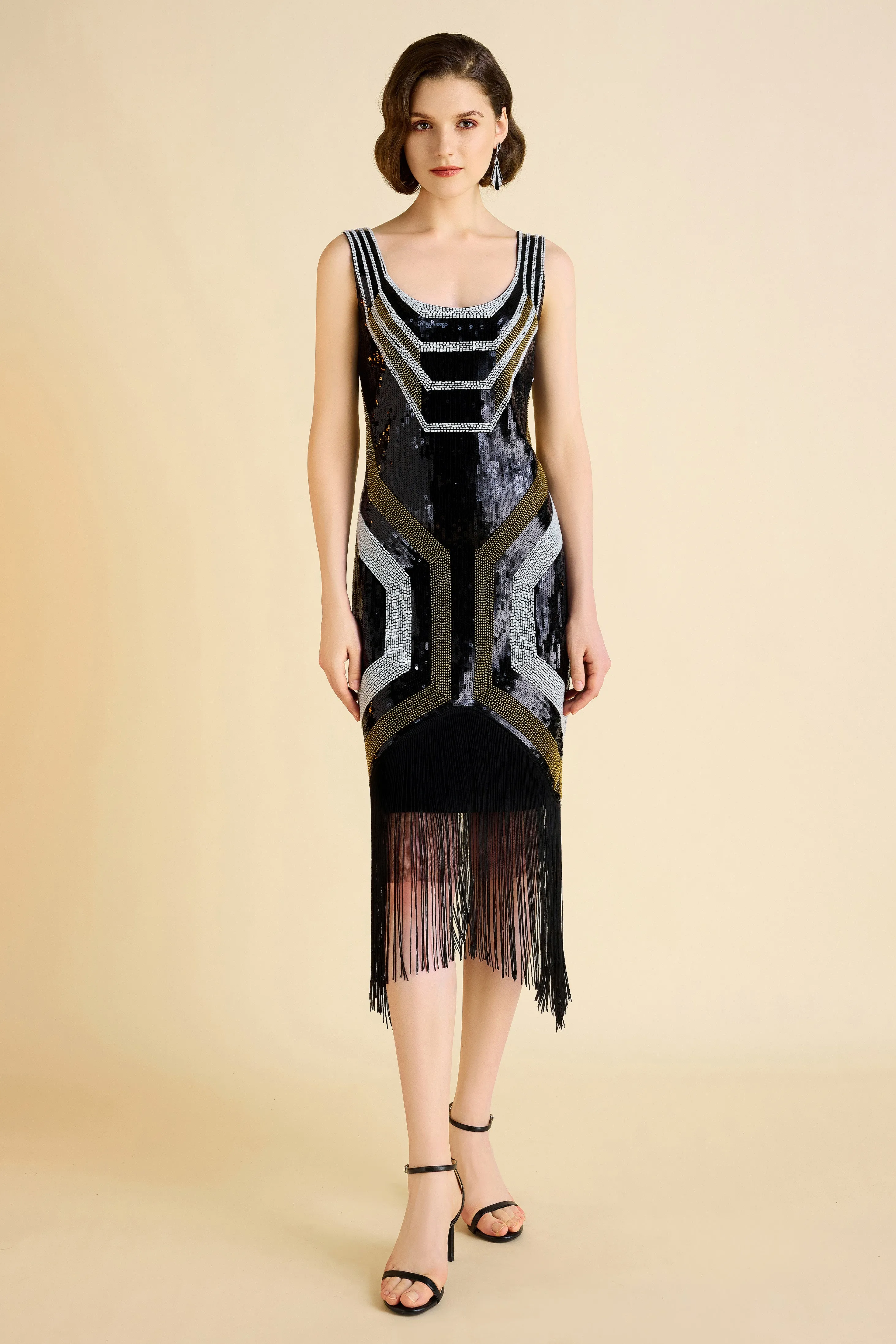 Art Deco Geometric Sequin Beaded Flapper Dress sold by BABEYOND