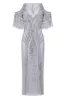 Glamorous Cold-Shoulder Beaded Evening Gown sold by BABEYOND