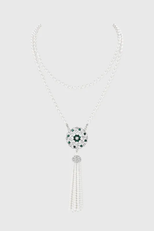 Glamorous Floral Pearl Tassel Necklace sold by BABEYOND