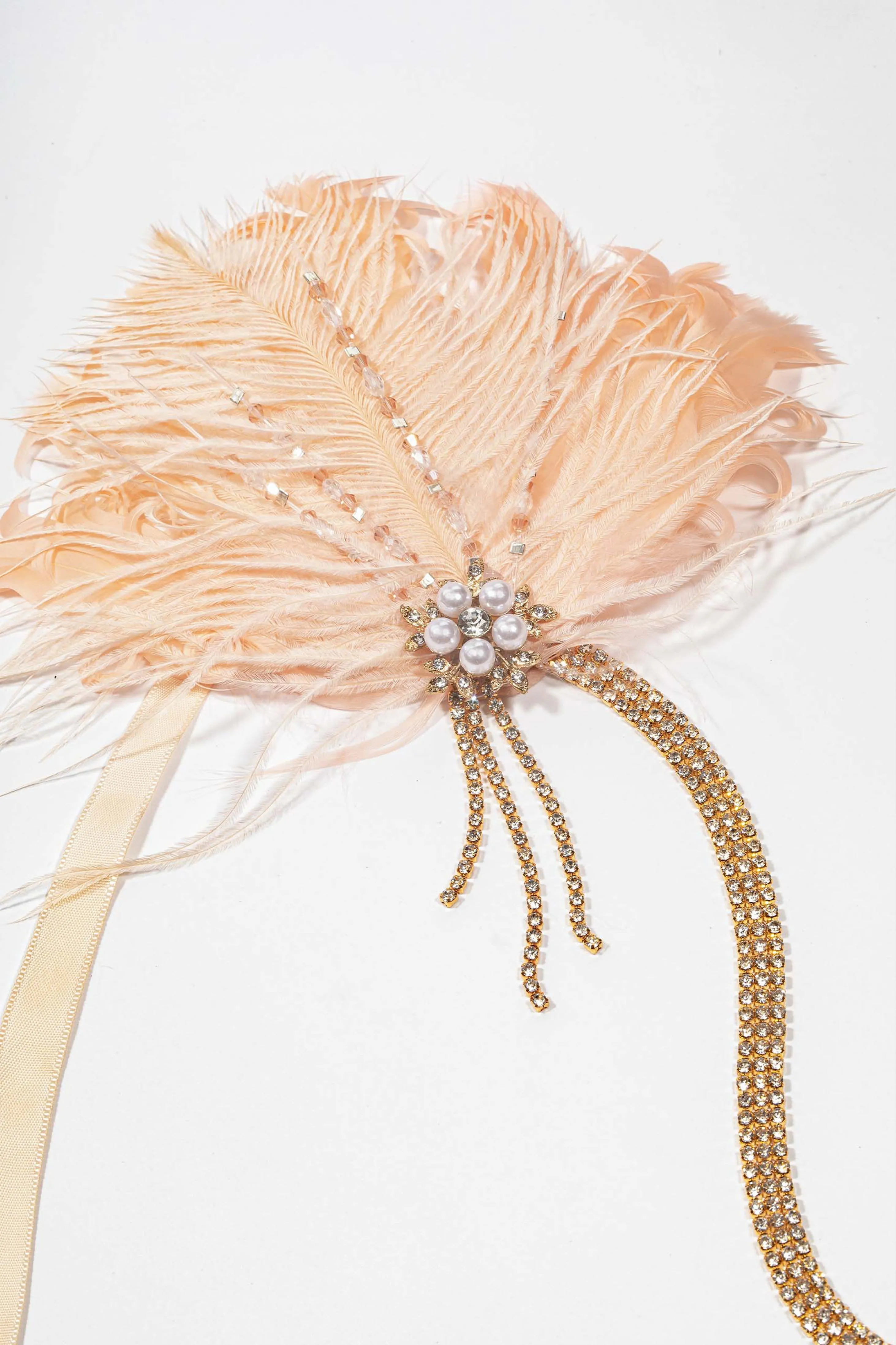 1920s Pearl Rhinestone Feather Headband sold by BABEYOND product image thumbnail 2