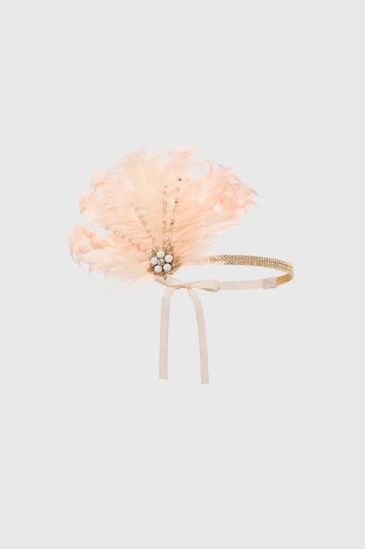 1920s Pearl Rhinestone Feather Headband sold by BABEYOND