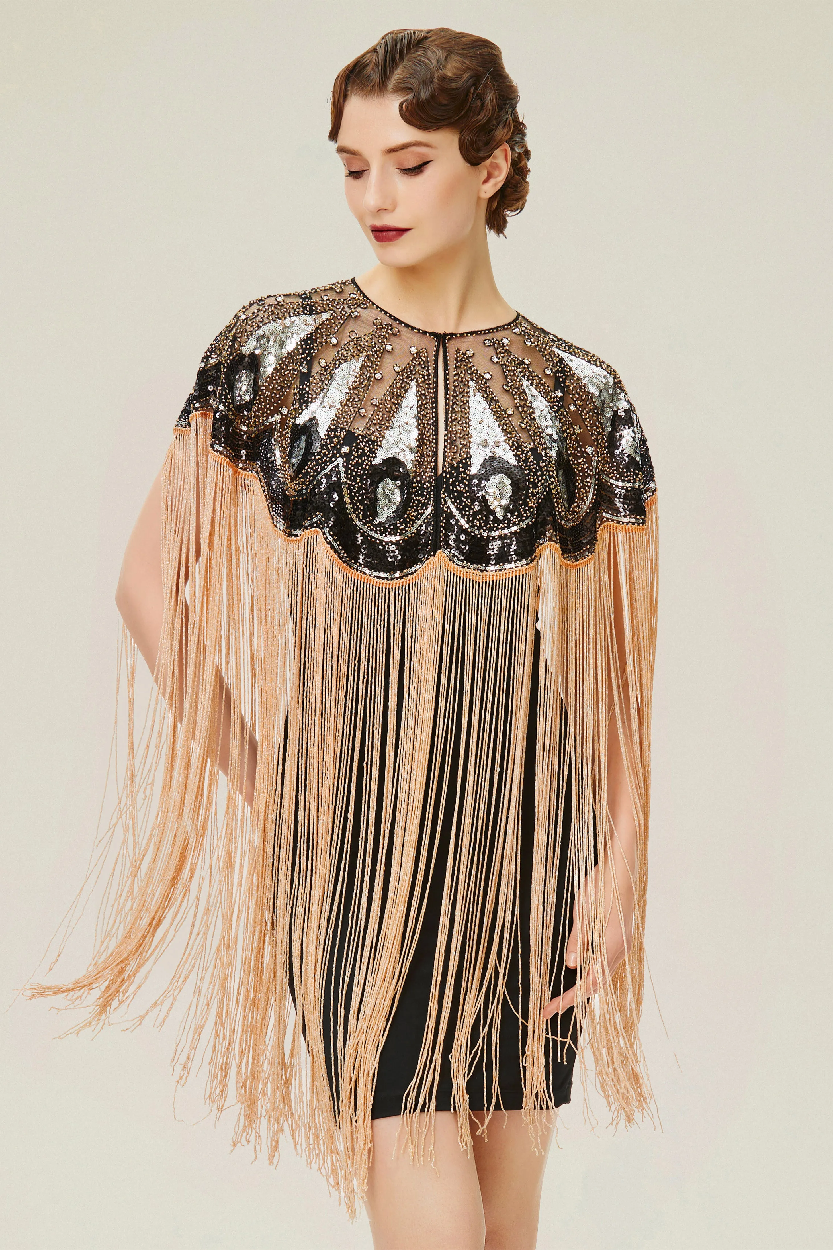 Eye-catching Sequin Fringe Flapper Shawl sold by BABEYOND product image thumbnail 3