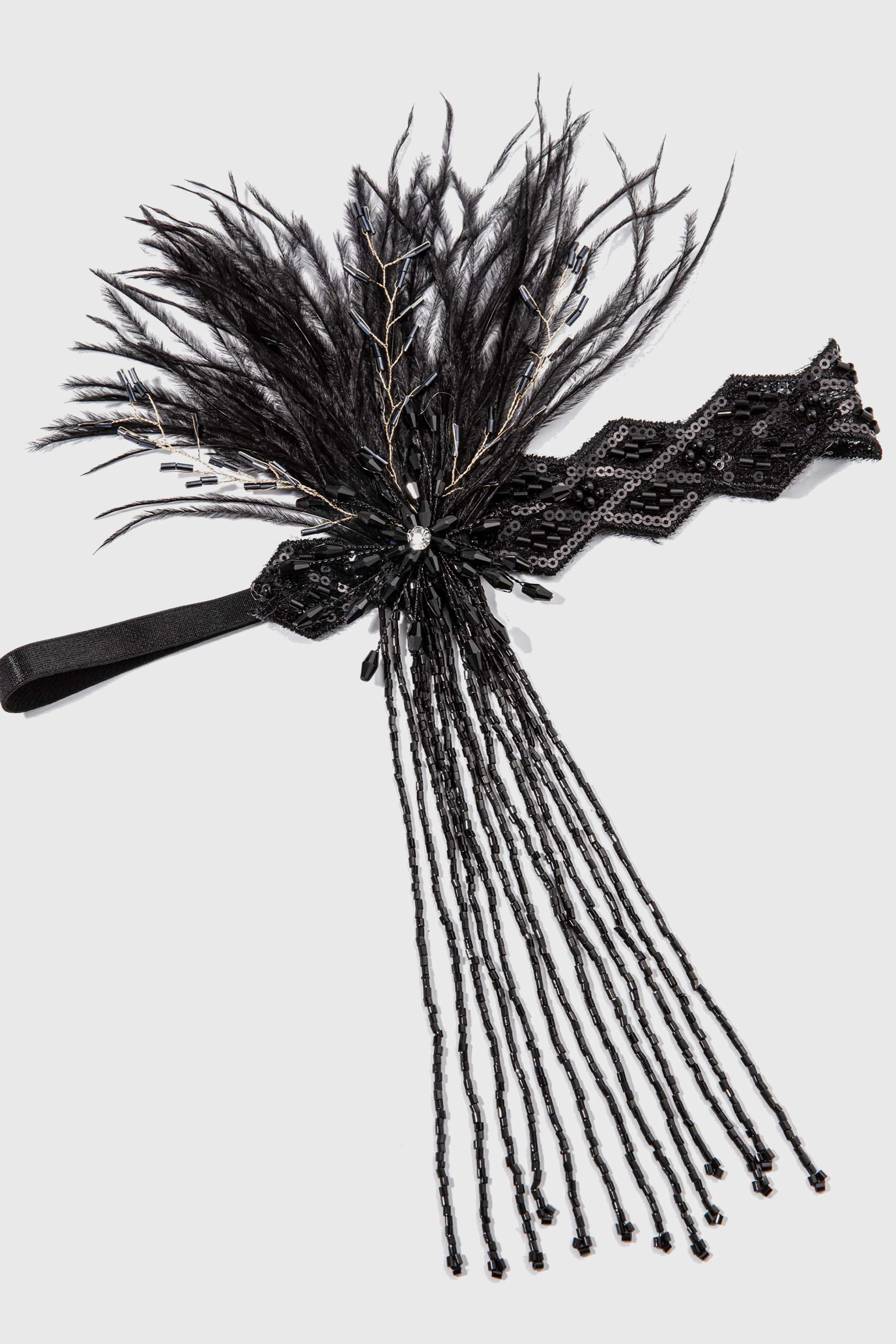 Dangling Rhinestone Feather Headband sold by BABEYOND product image thumbnail 2
