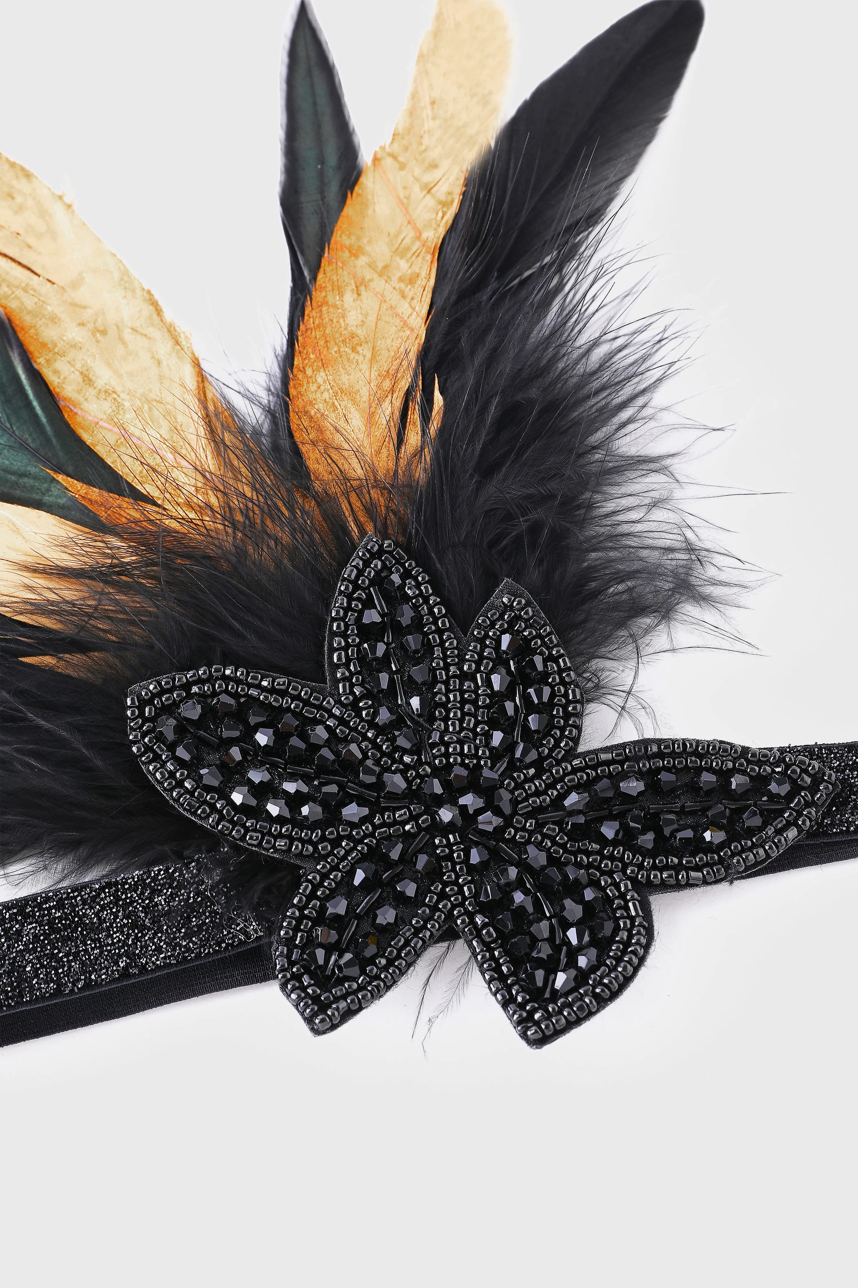 Elegant Two-Toned Beaded Feather Headband sold by BABEYOND product image thumbnail 2