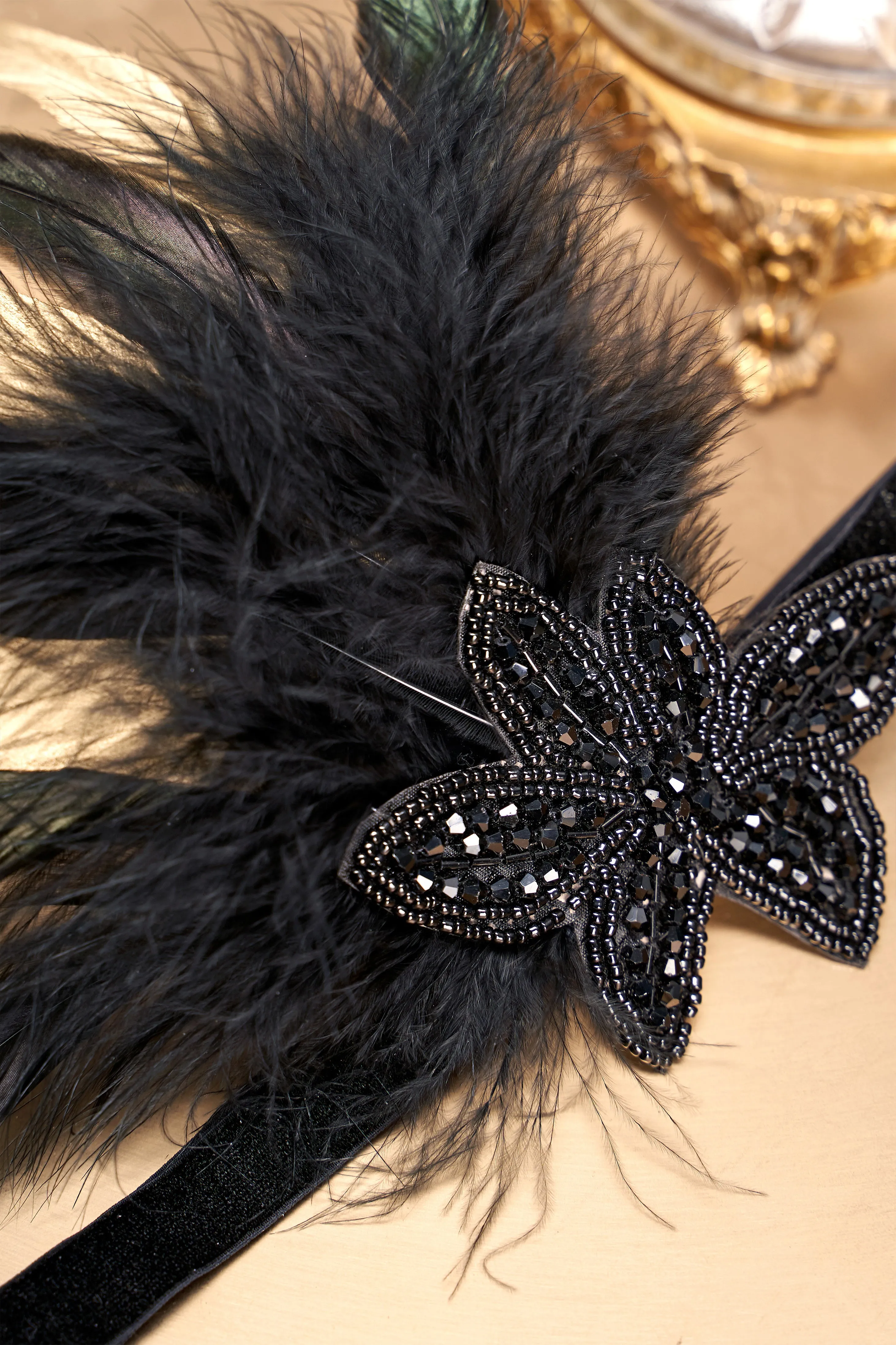 Elegant Two-Toned Beaded Feather Headband sold by BABEYOND product image thumbnail 3