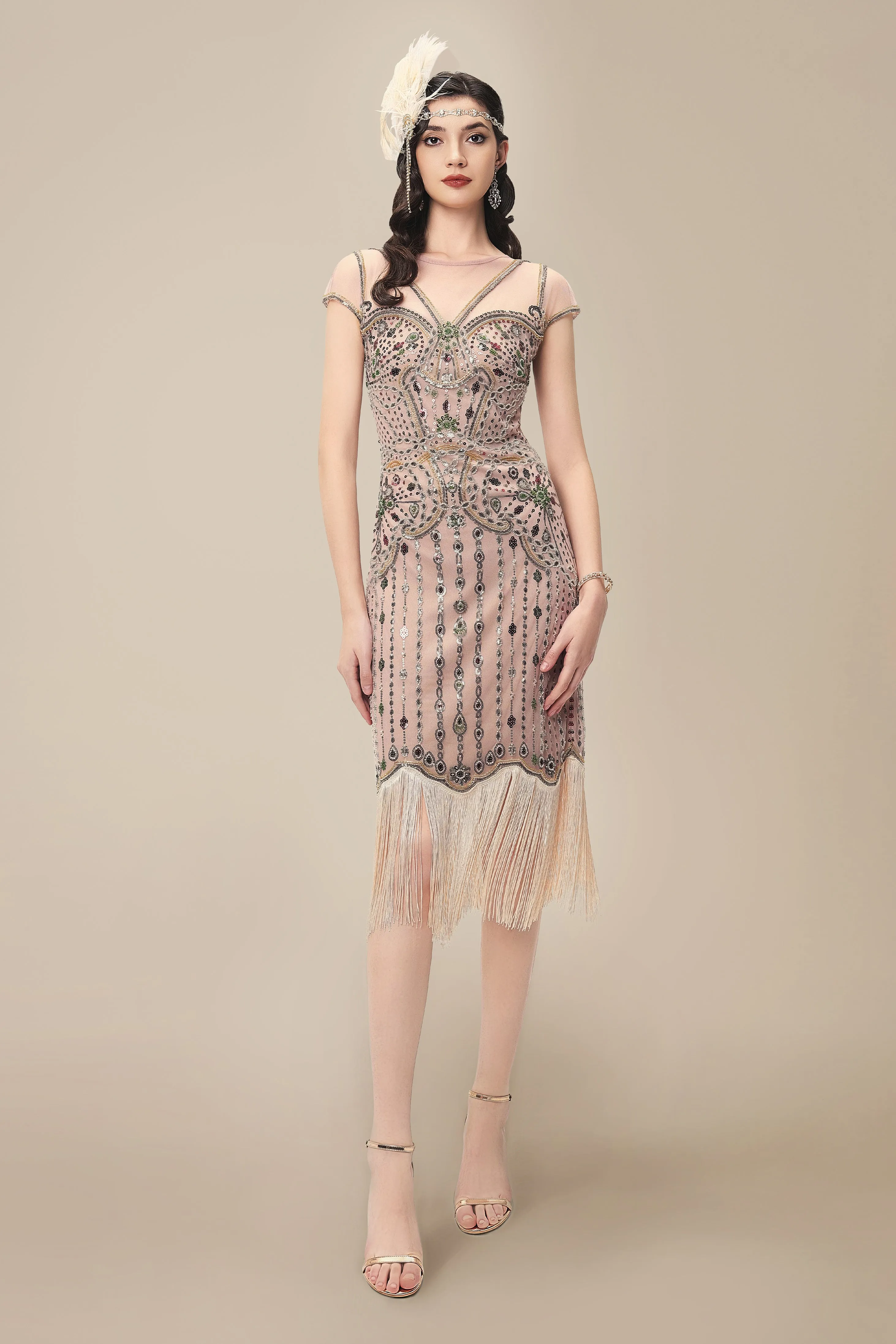 Multicolor Beading Fringe Flapper Dress sold by BABEYOND