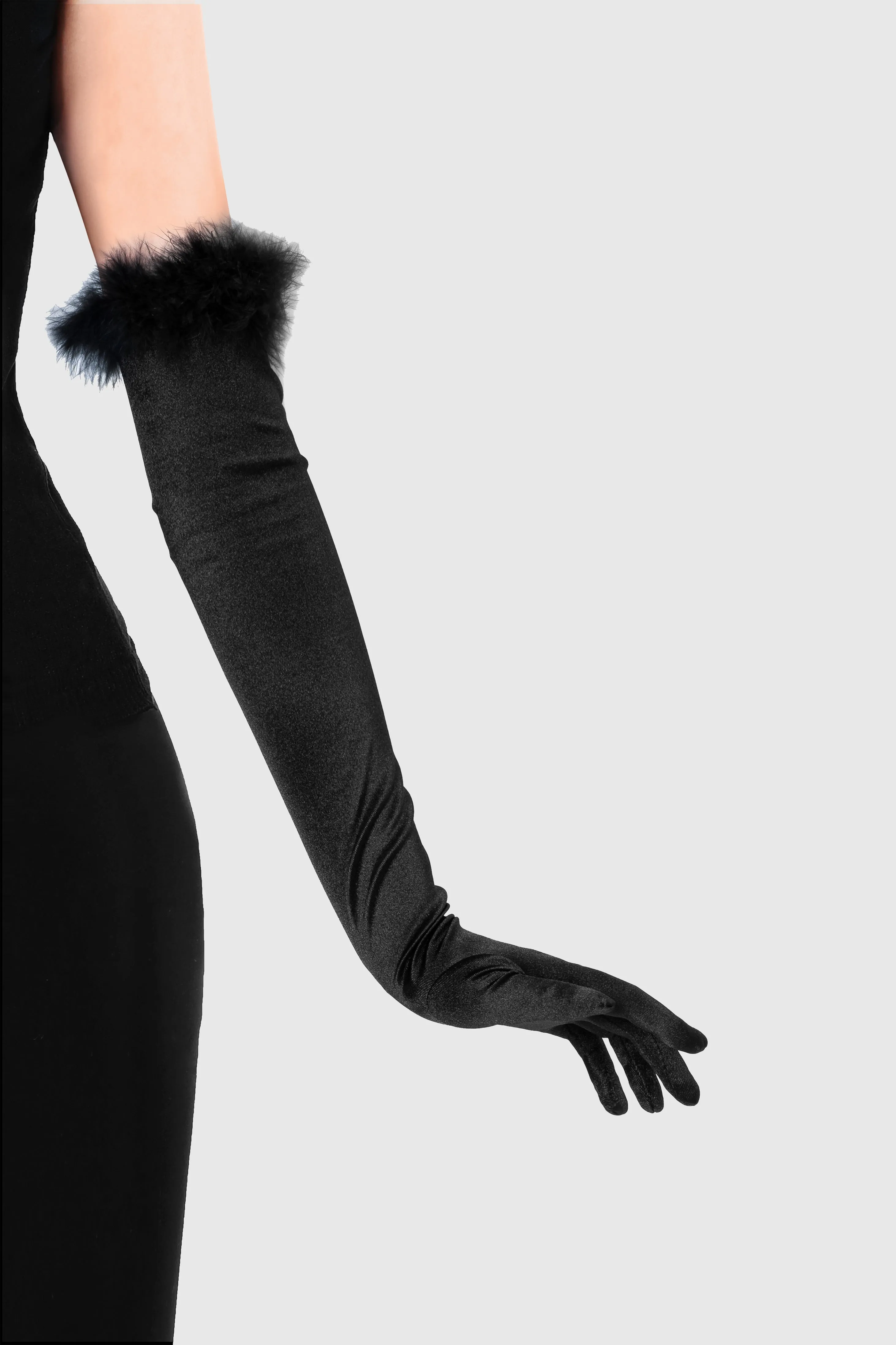 21.6" Long Satin Feather Opera Gloves sold by BABEYOND product image thumbnail 2