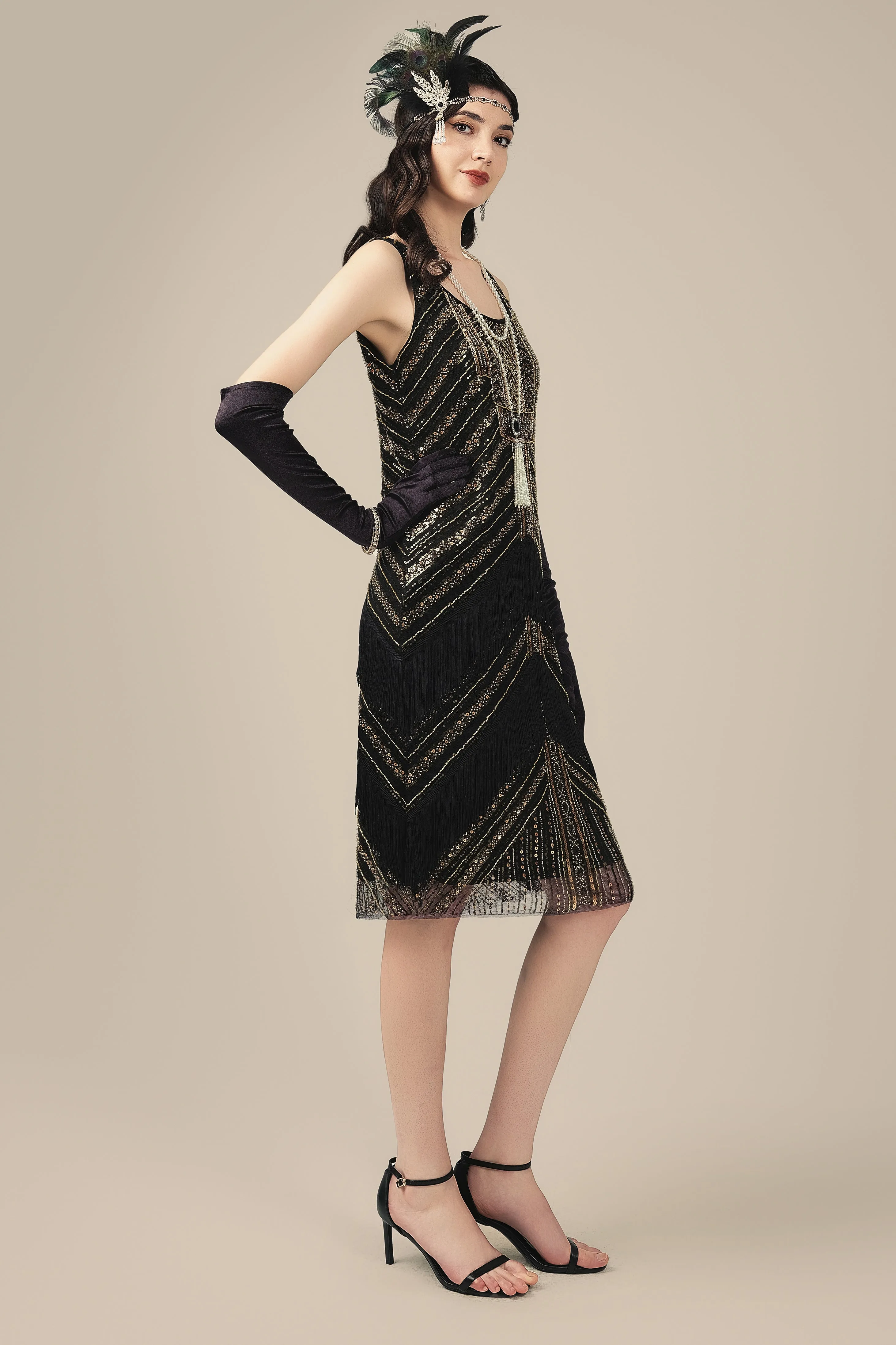 Art Deco Geometric Symmetry Beaded Flapper Dress sold by BABEYOND product image thumbnail 3