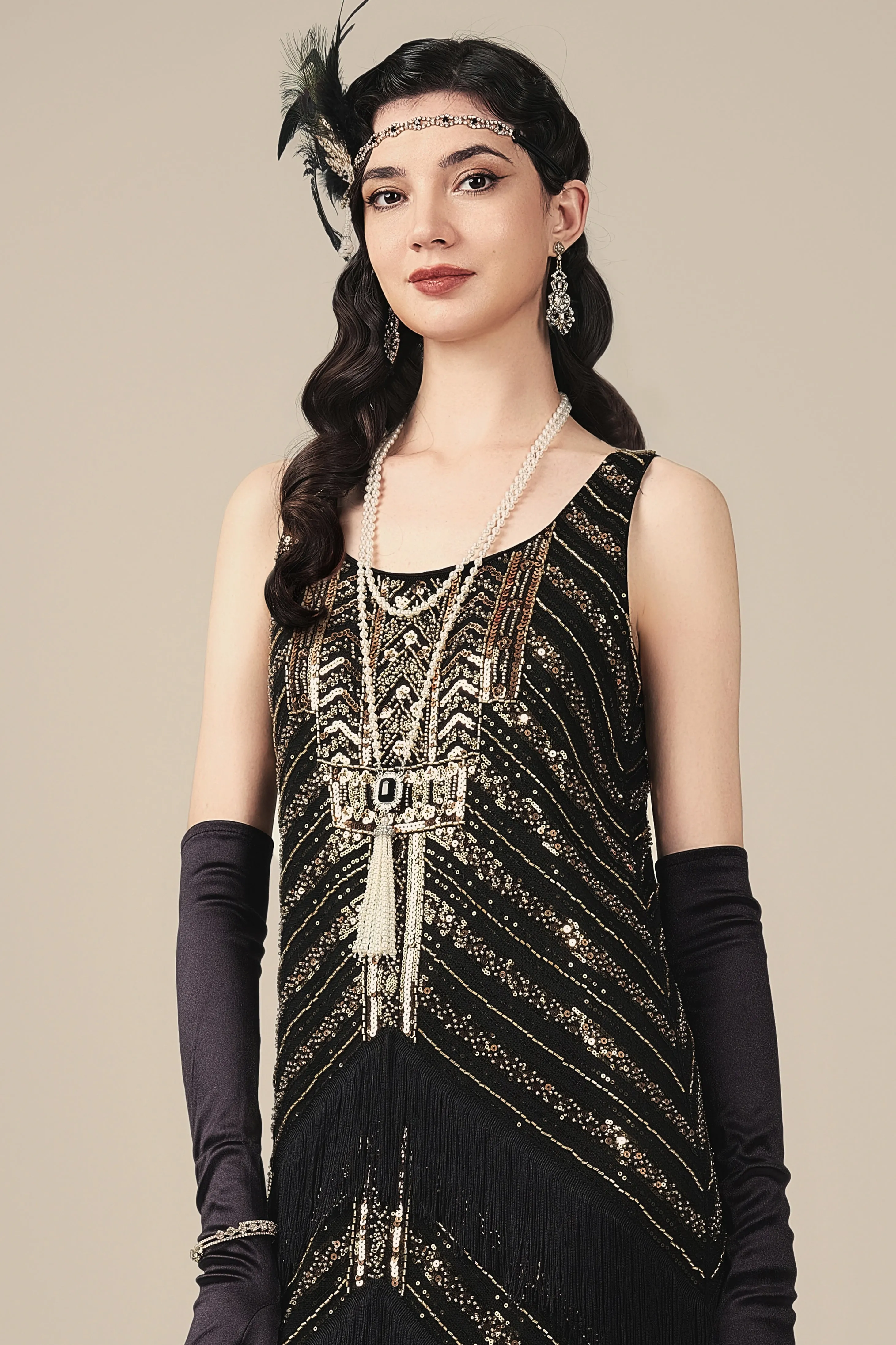 Art Deco Geometric Symmetry Beaded Flapper Dress sold by BABEYOND product image thumbnail 4