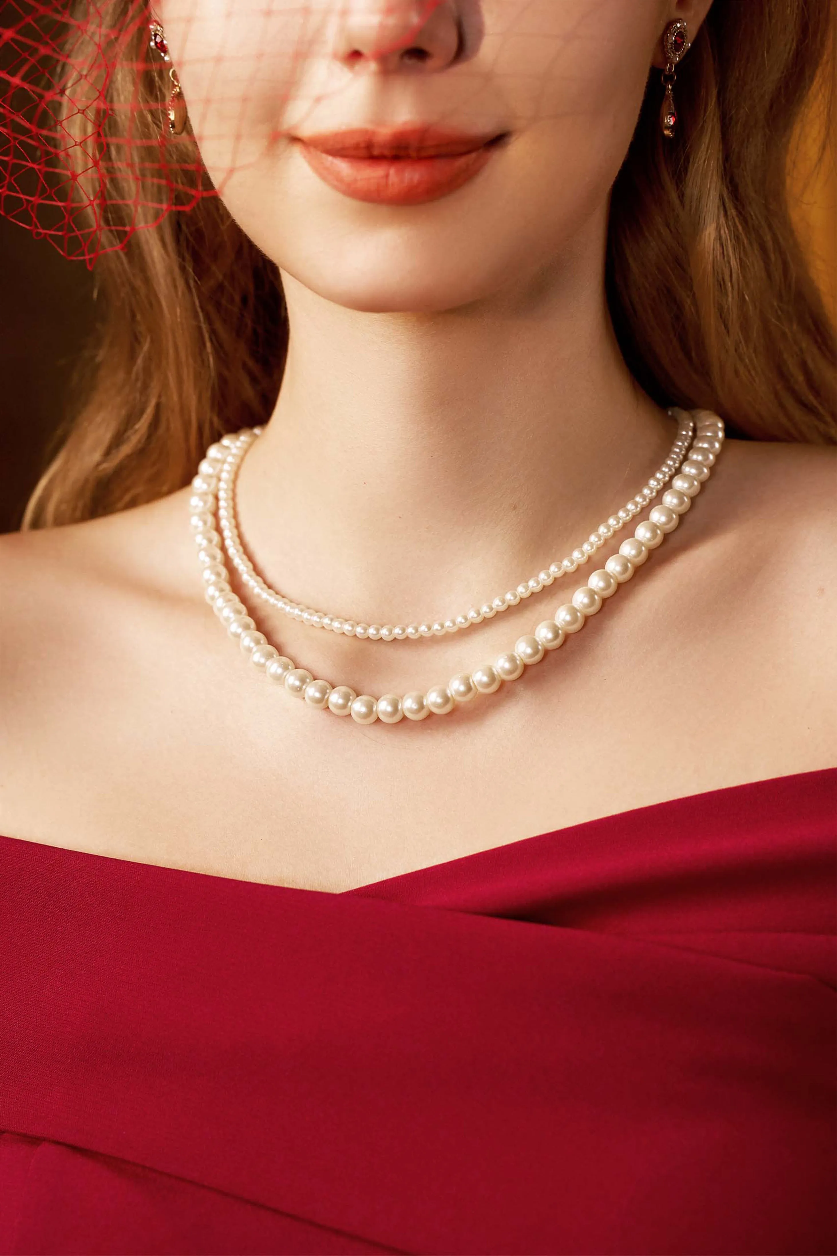 Elegant Double Strand Pearl Necklace sold by BABEYOND product image thumbnail 3