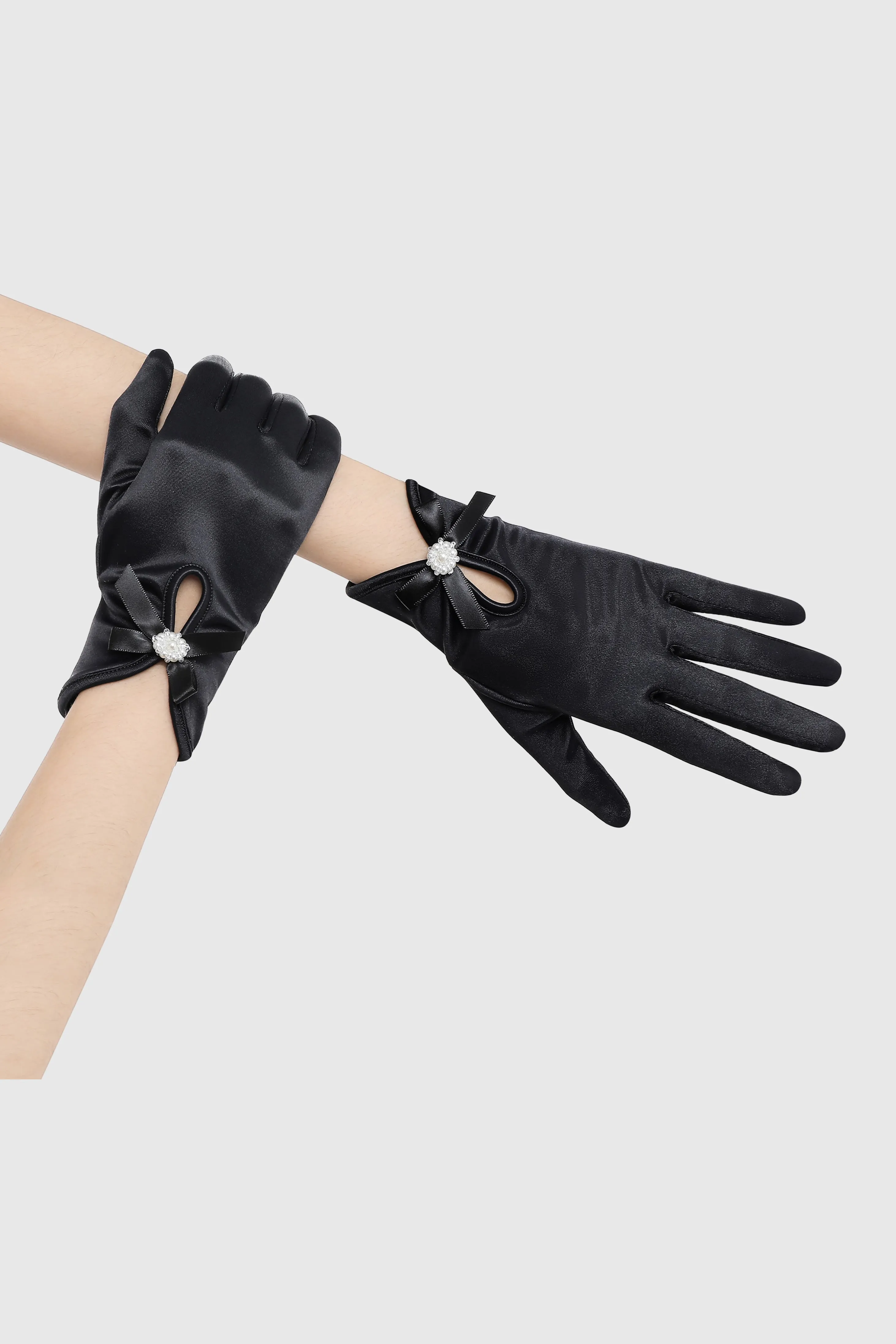Elegant Bow-Adorned Satin Gloves sold by BABEYOND product image thumbnail 3