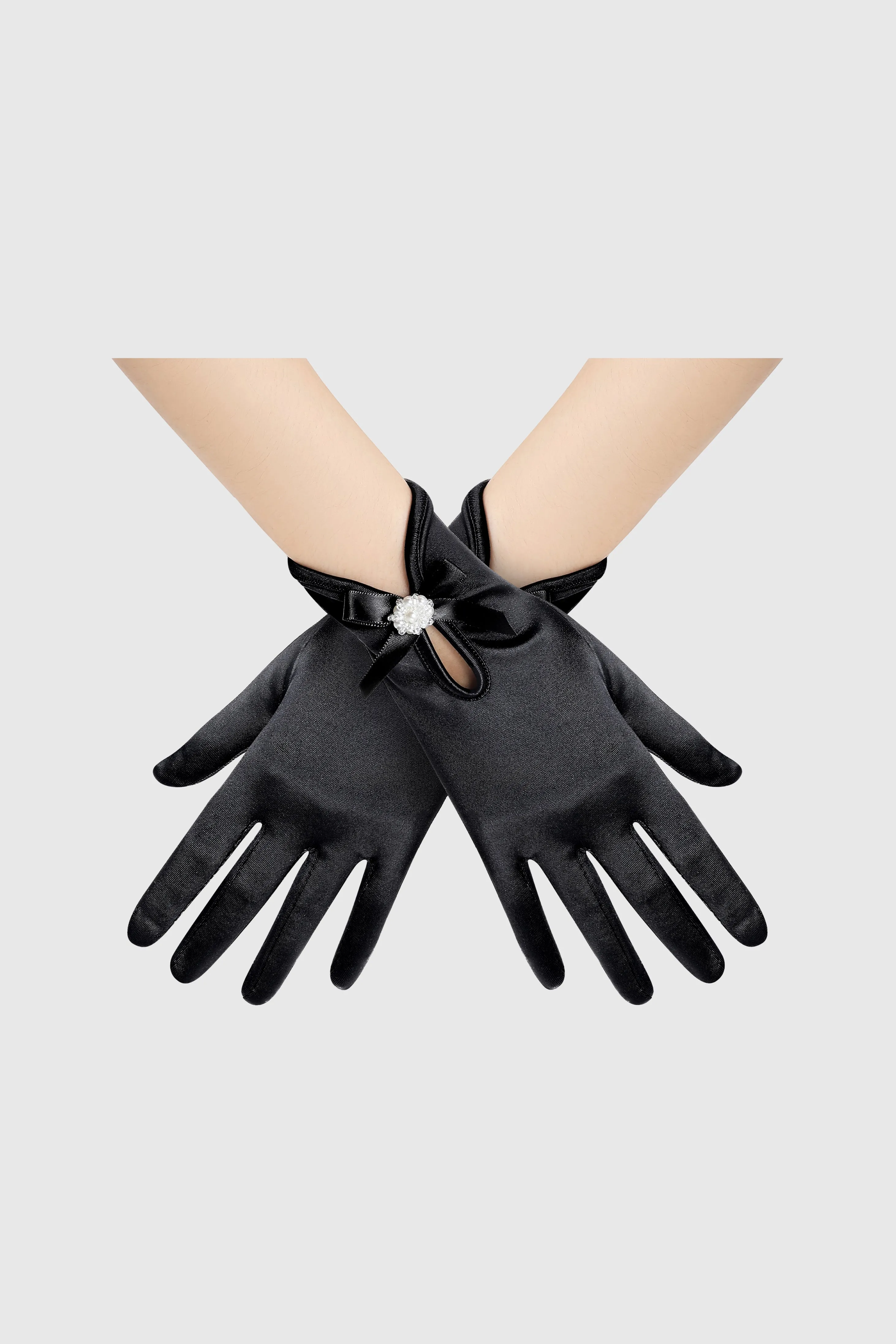 Elegant Bow-Adorned Satin Gloves sold by BABEYOND