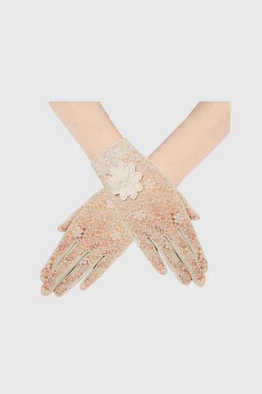 Short Floral Lace-Embellished Gloves sold by BABEYOND