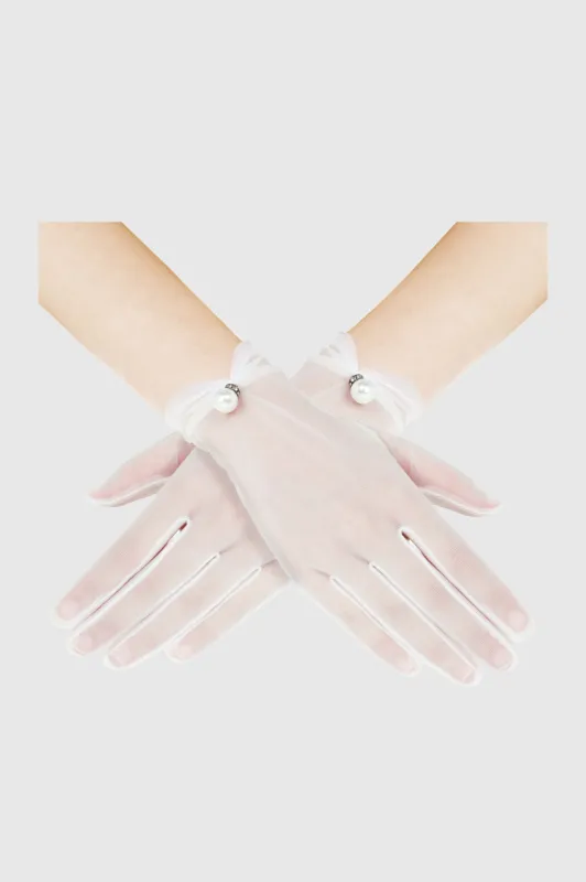 Short Pearl Mesh Tulle Gloves sold by BABEYOND