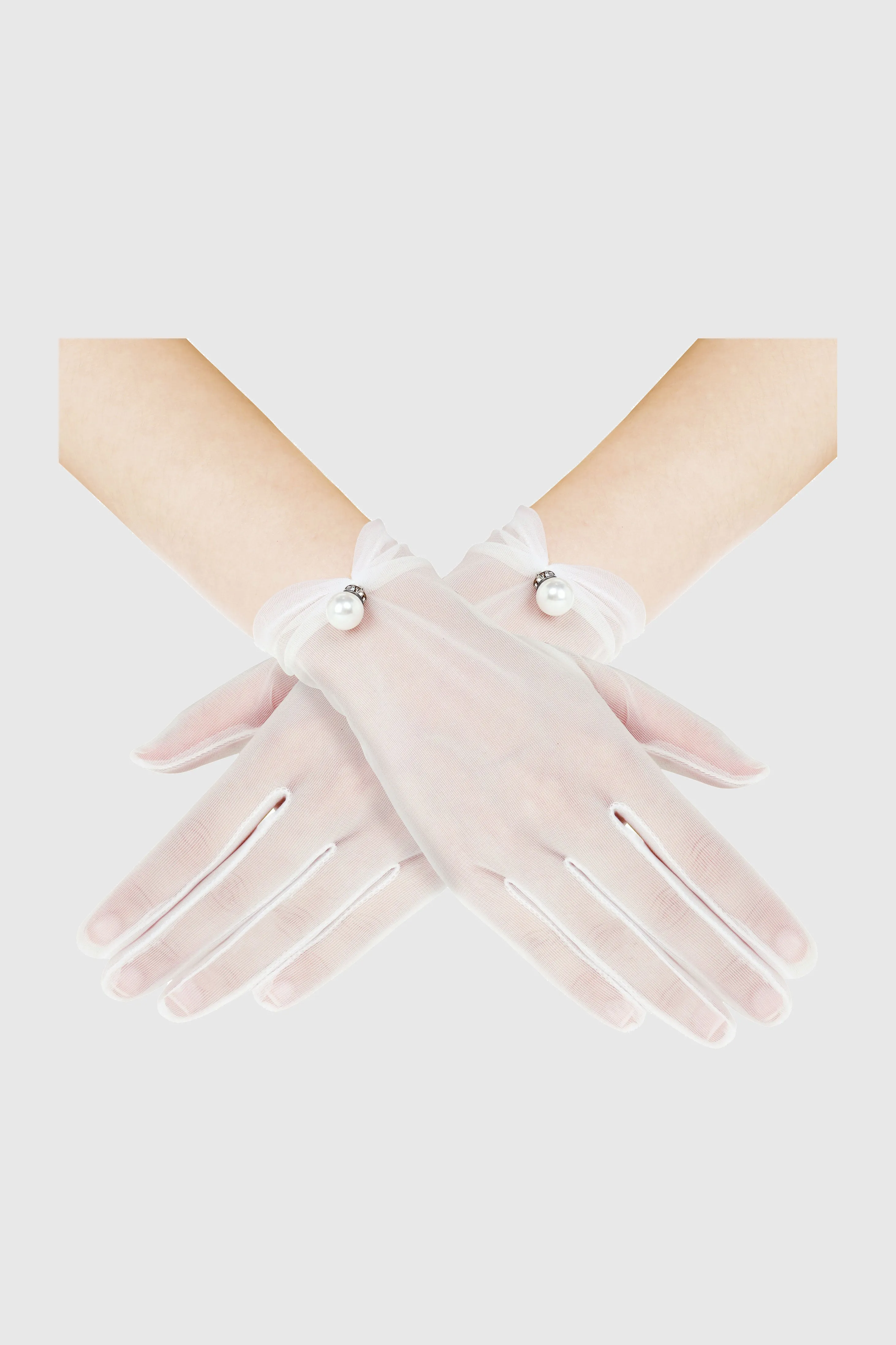 Short Pearl Mesh Tulle Gloves sold by BABEYOND