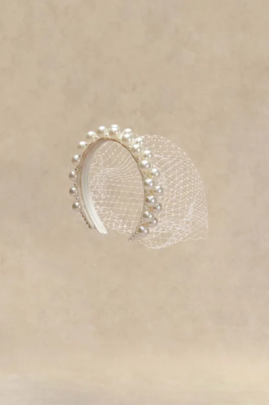 Elegant Pearl Mesh Veil Fascinator sold by BABEYOND