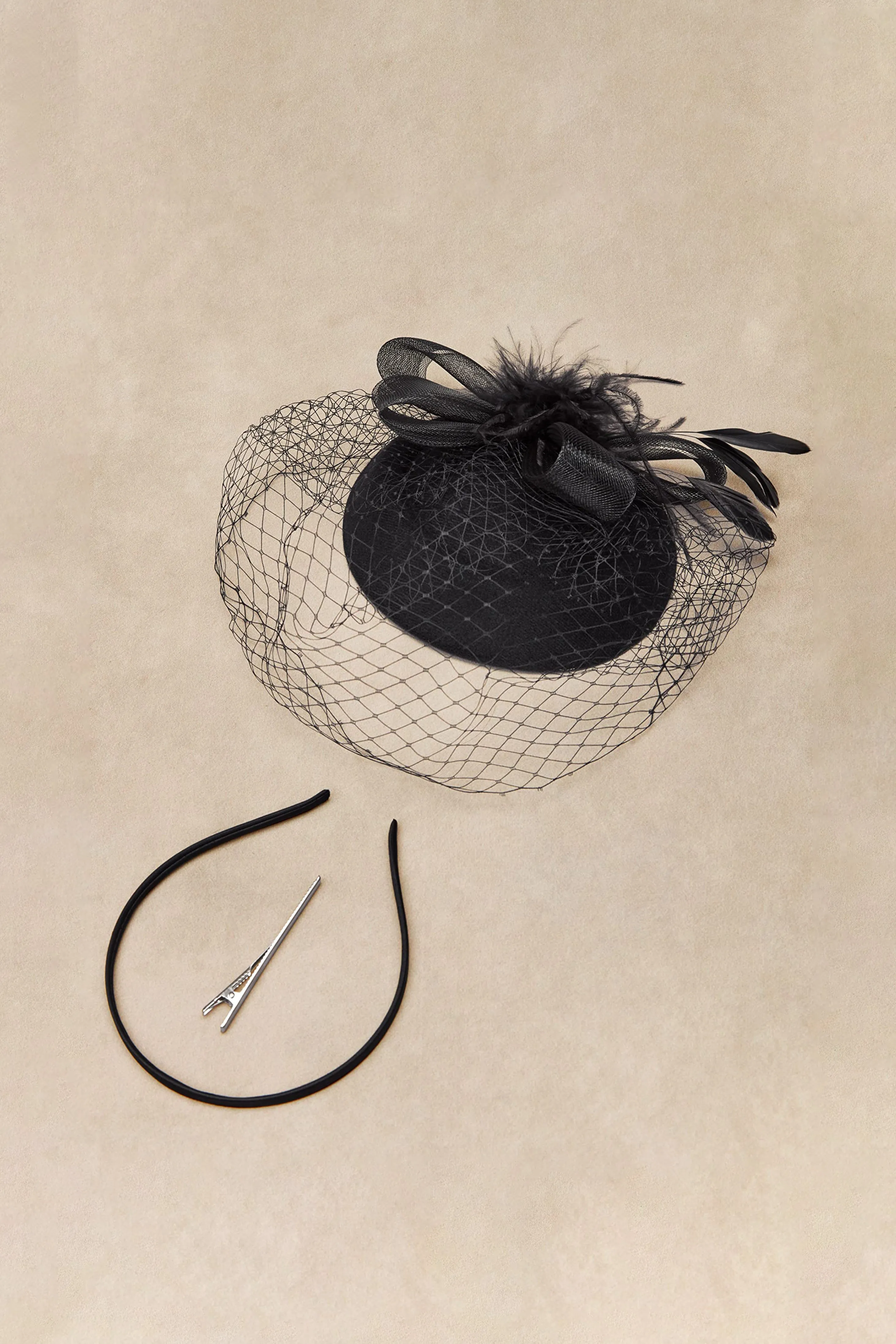 Vintage Bow Knot Pillbox Veil Feather Fascinator sold by BABEYOND product image thumbnail 4