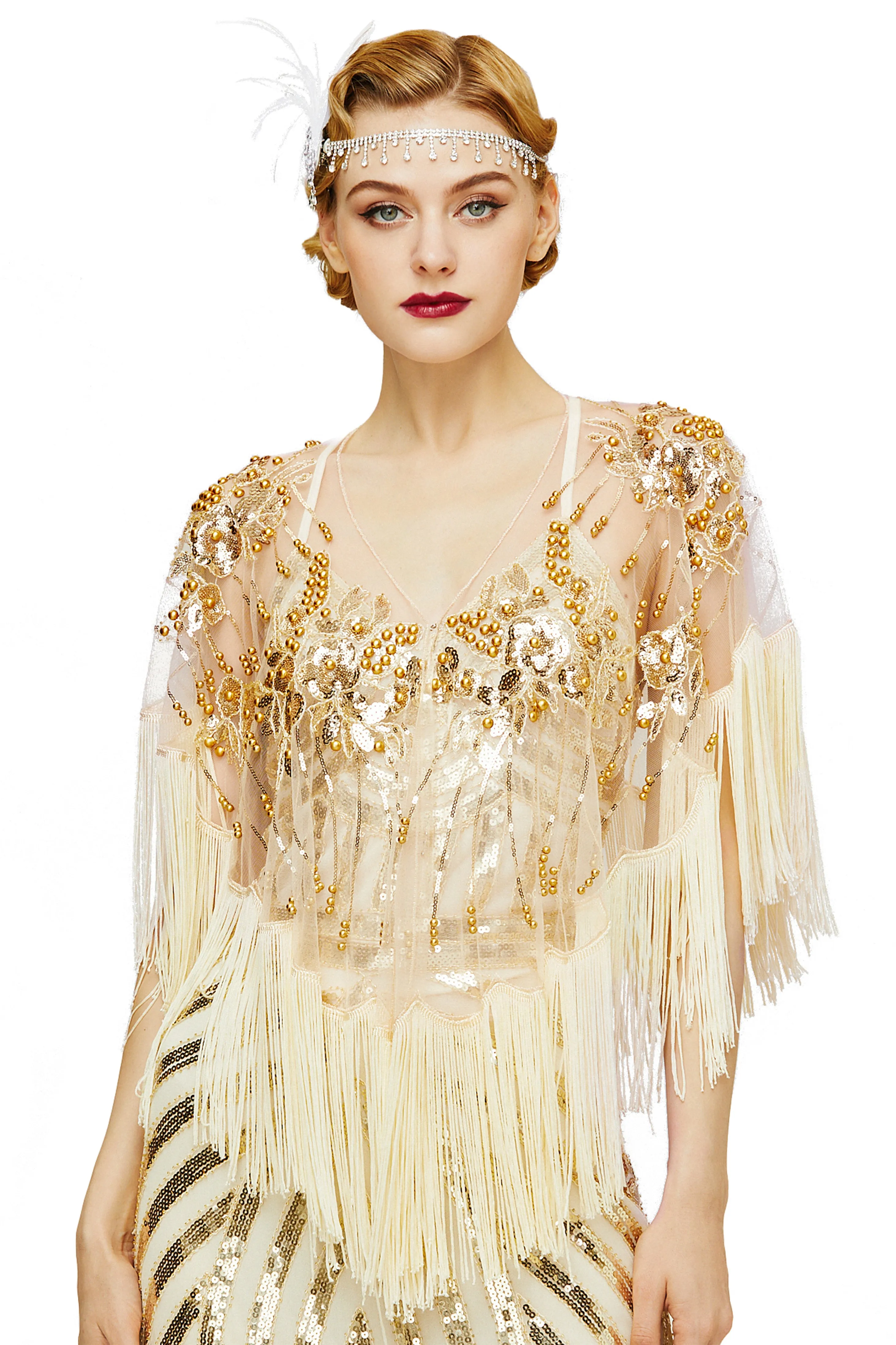 Swaying Fringe Floral Beaded Shawl sold by BABEYOND product image thumbnail 5