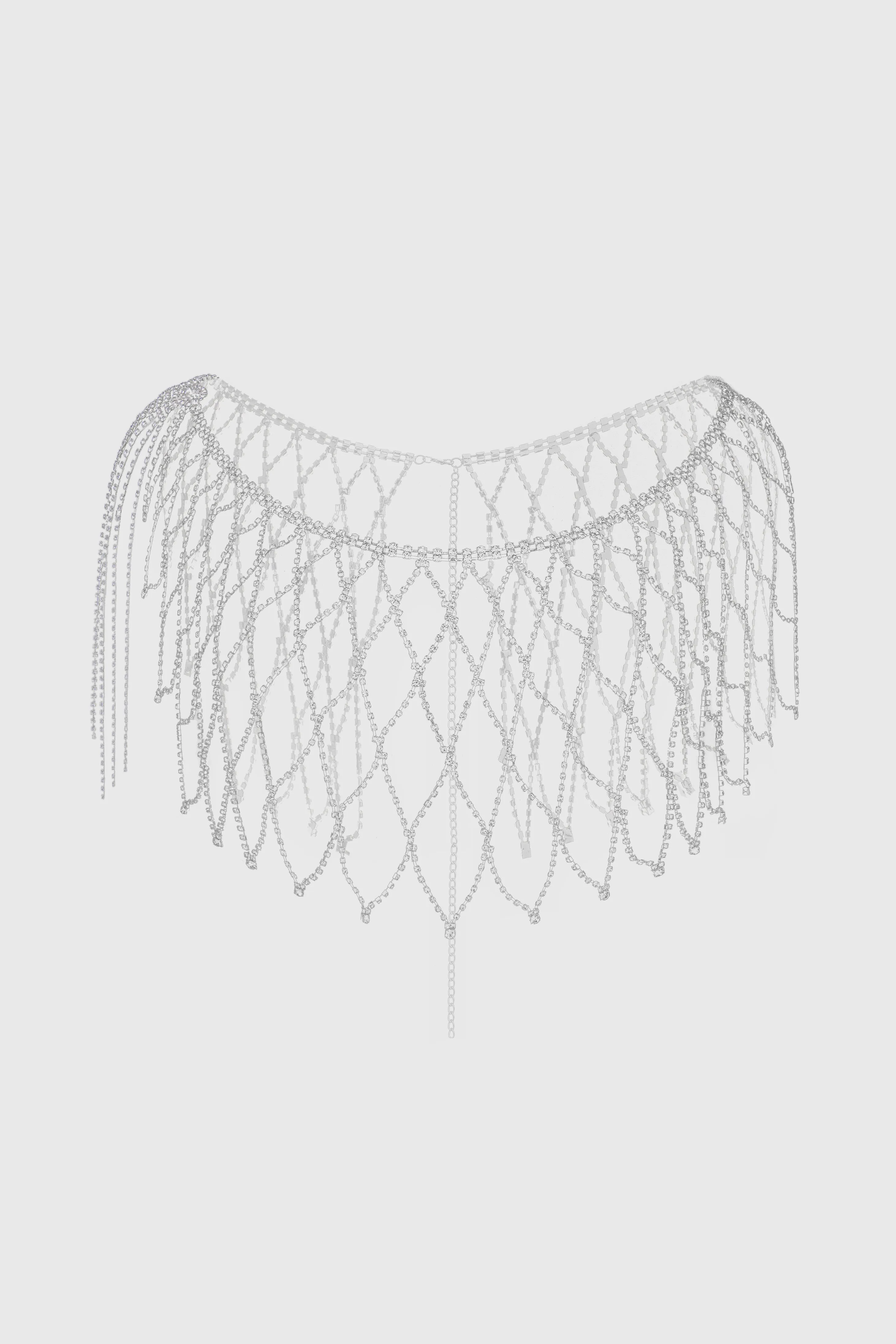 Asymmetric Shiny Cape Crystal Chain Shawl sold by BABEYOND