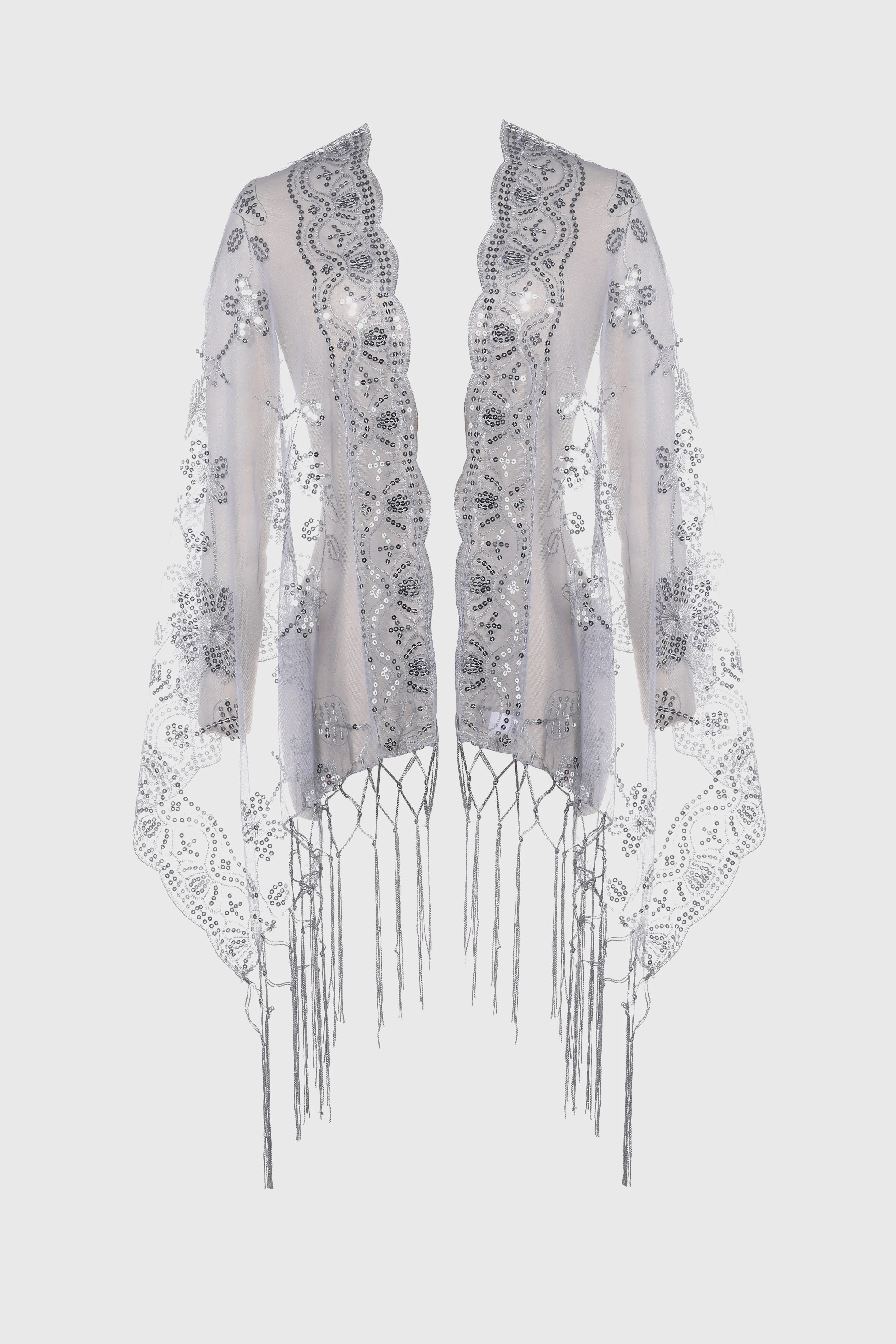 1920s Beaded Sequin Scalloped Shawl sold by BABEYOND